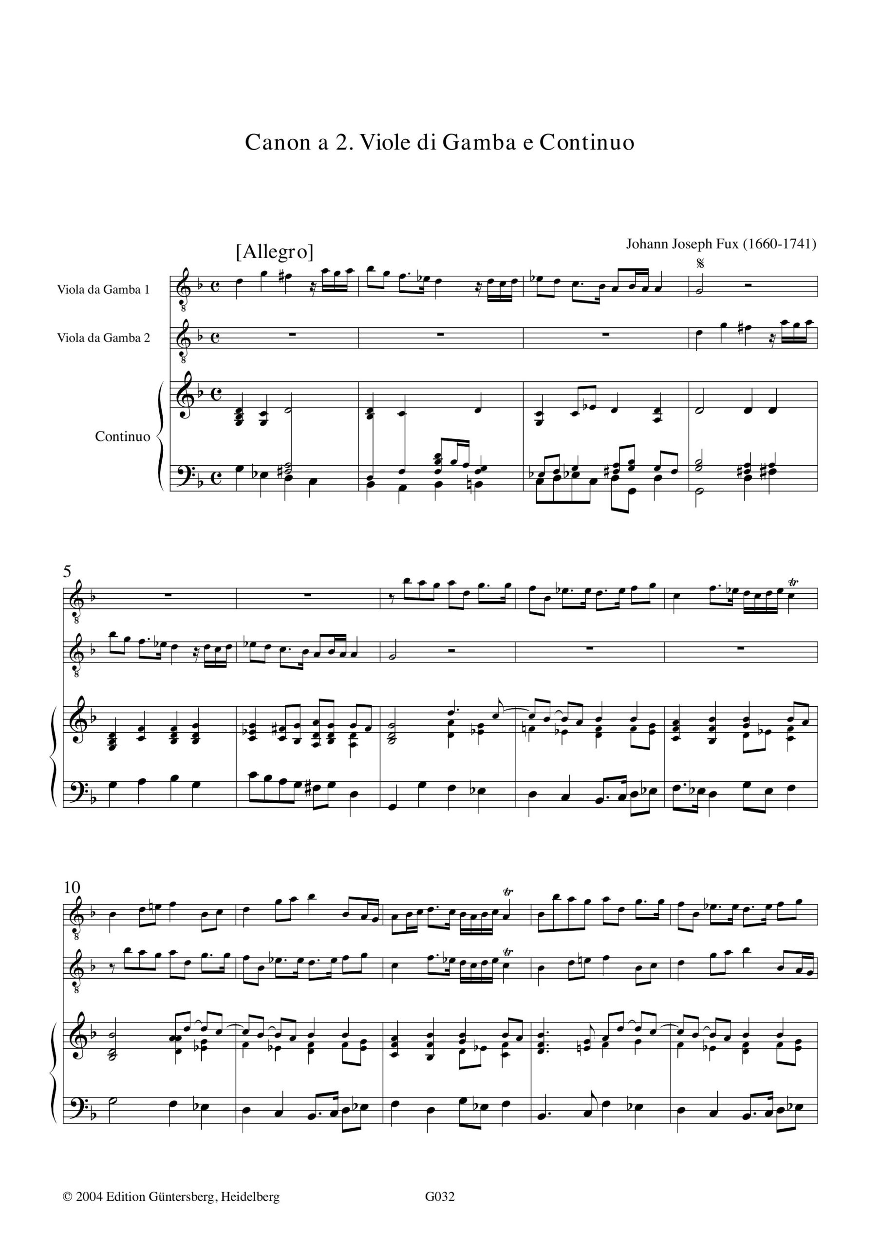 Johann Joseph Fux (1660-1741) Kanon
für 2 Violen da Gamba und B.c. - Besprechungen / Reviews - Image 3