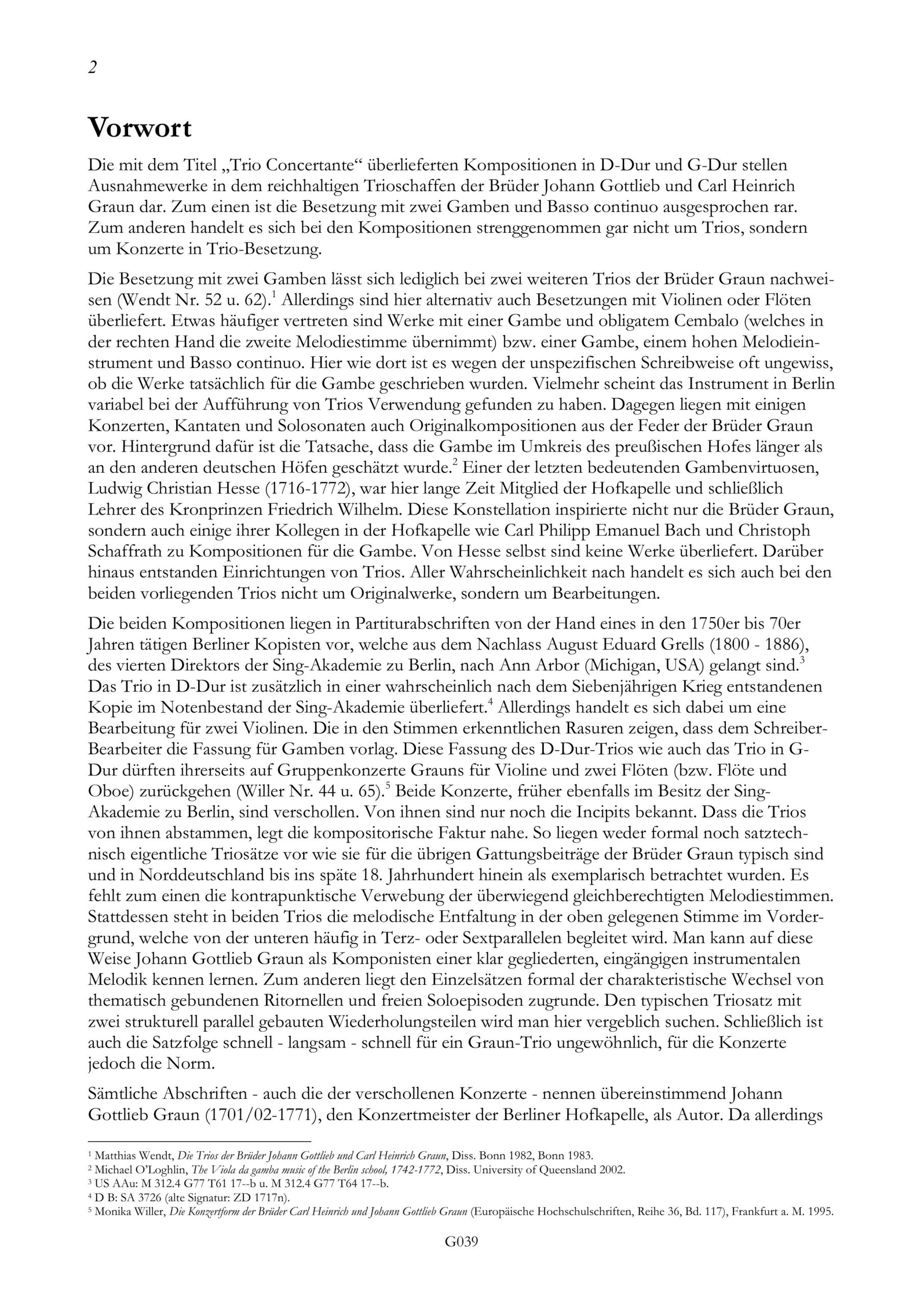 Johann Gottlieb Graun (1701/2-1771) Trio Concertante - für 2 Bassgamben und B.c. – Bild 2