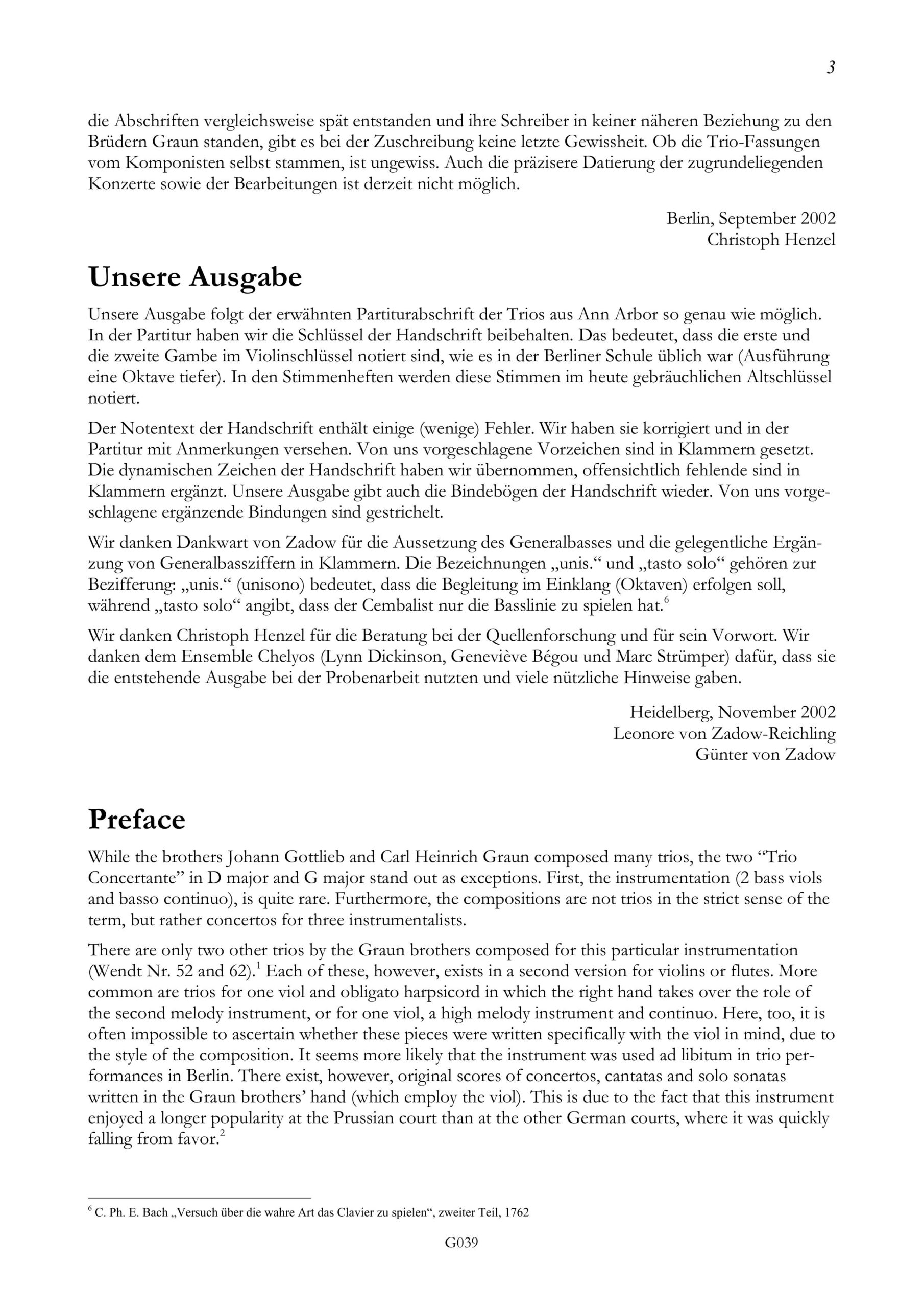 Johann Gottlieb Graun (1701/2-1771) Trio Concertante - für 2 Bassgamben und B.c. – Bild 3