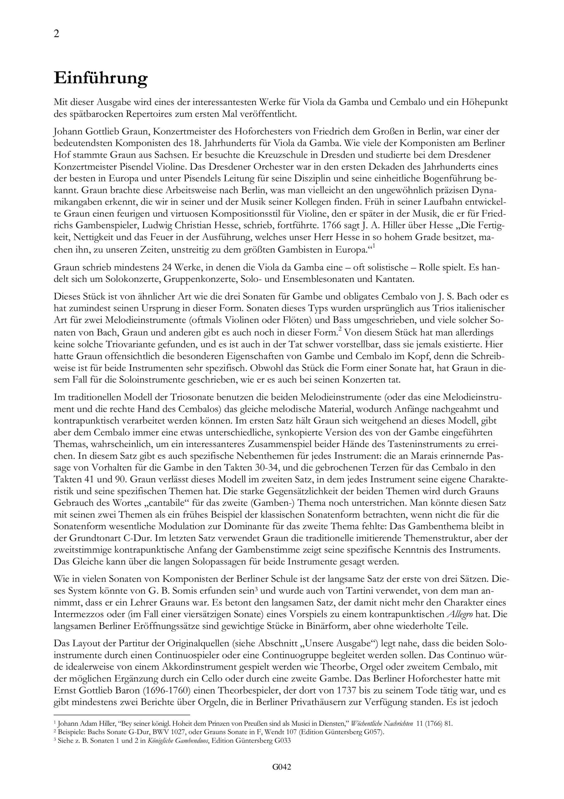 Johann Gottlieb Graun (1701/2-1771) Trio C-Dur - für Viola da Gamba, obligates Cembalo und Basso continuo – Bild 2