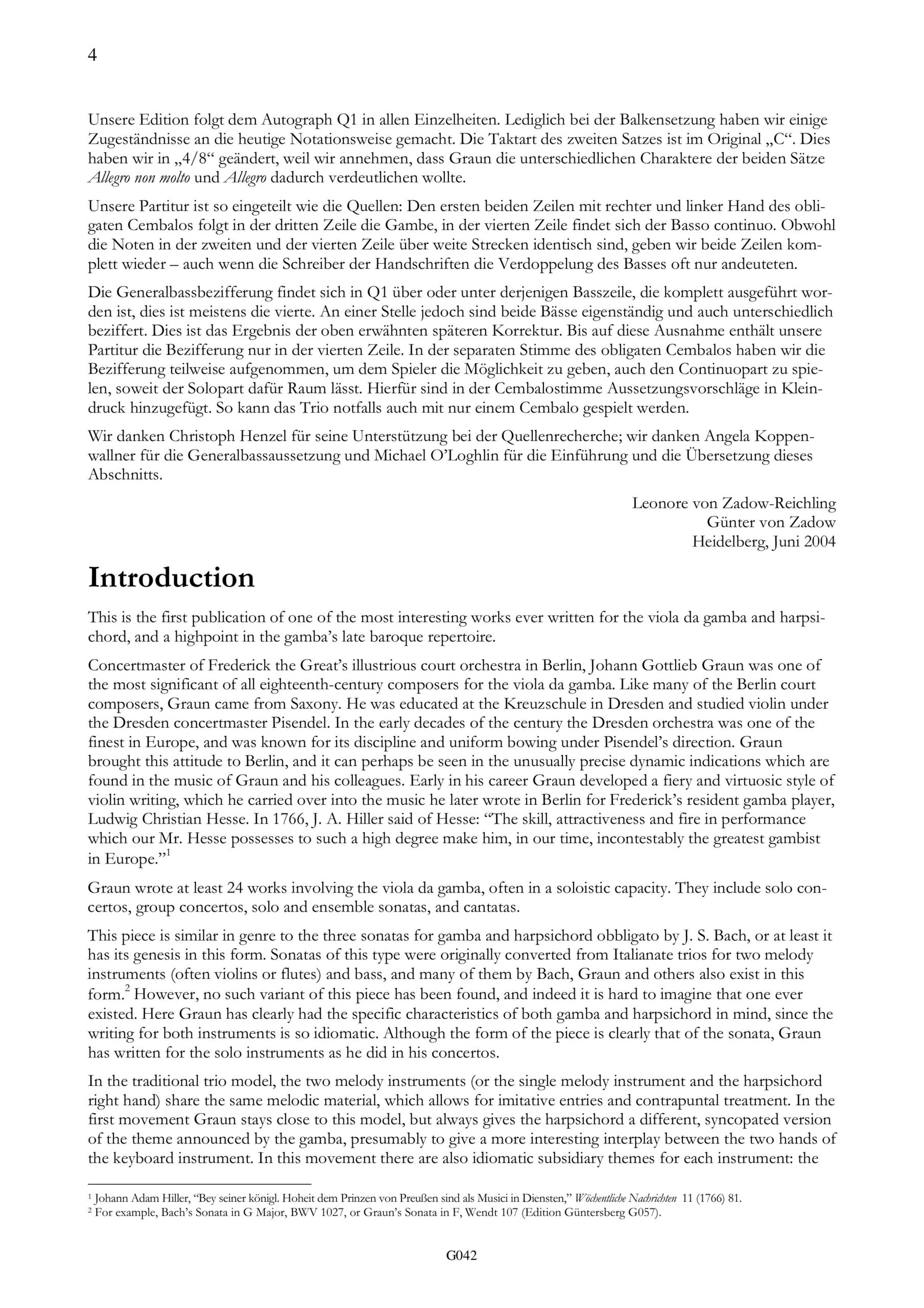 Johann Gottlieb Graun (1701/2-1771) Trio C-Dur - für Viola da Gamba, obligates Cembalo und Basso continuo – Bild 4