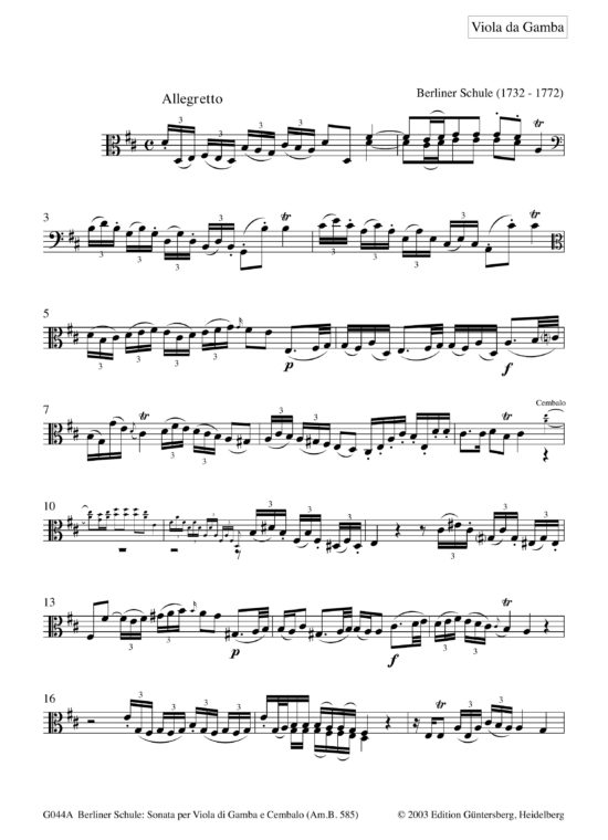 Anonym, Berliner Schule Sonata per Viola di Gamba e Cembalo - Besprechungen / Reviews