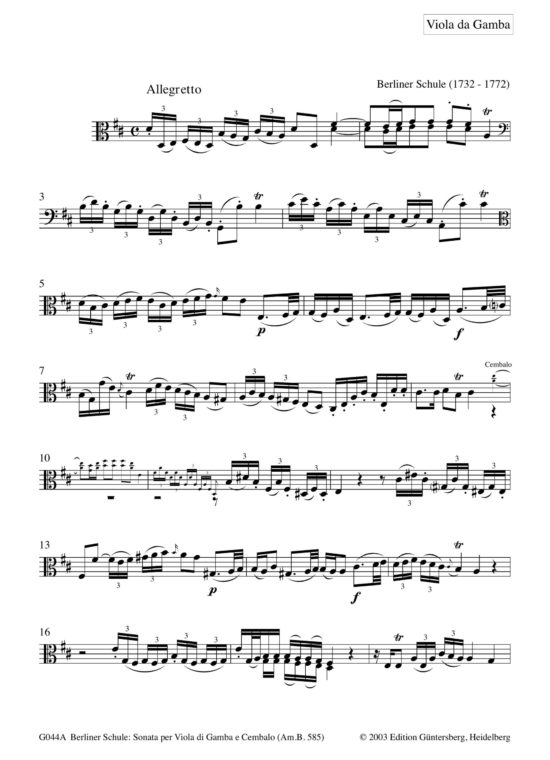 Anonym, Berliner Schule Sonata per Viola di Gamba e Cembalo - Besprechungen / Reviews