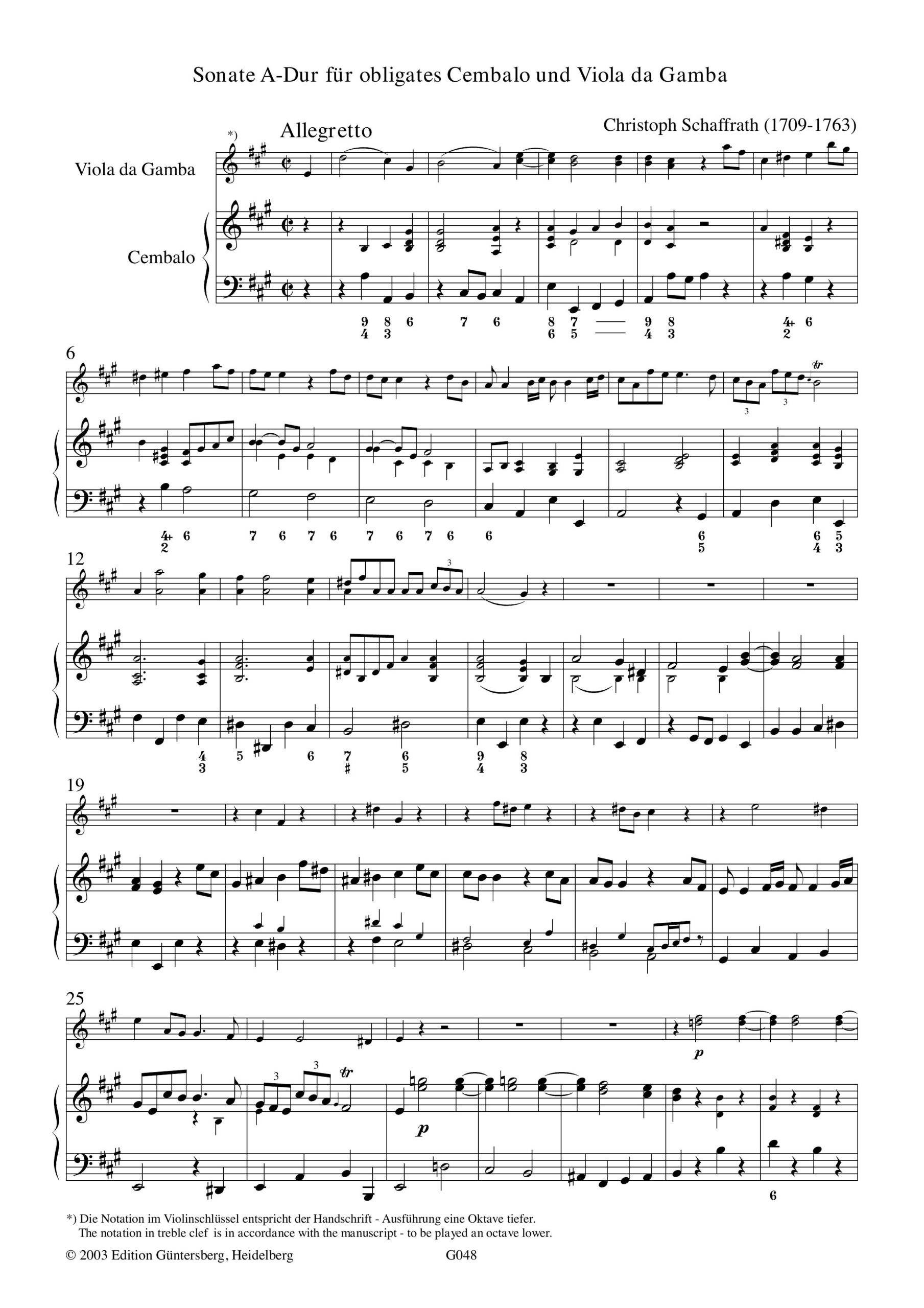 Christoph Schaffrath (1709-1763) Sonate A-Dur für obligates Cembalo und Viola da Gamba - Besprechungen / Reviews – Bild 4