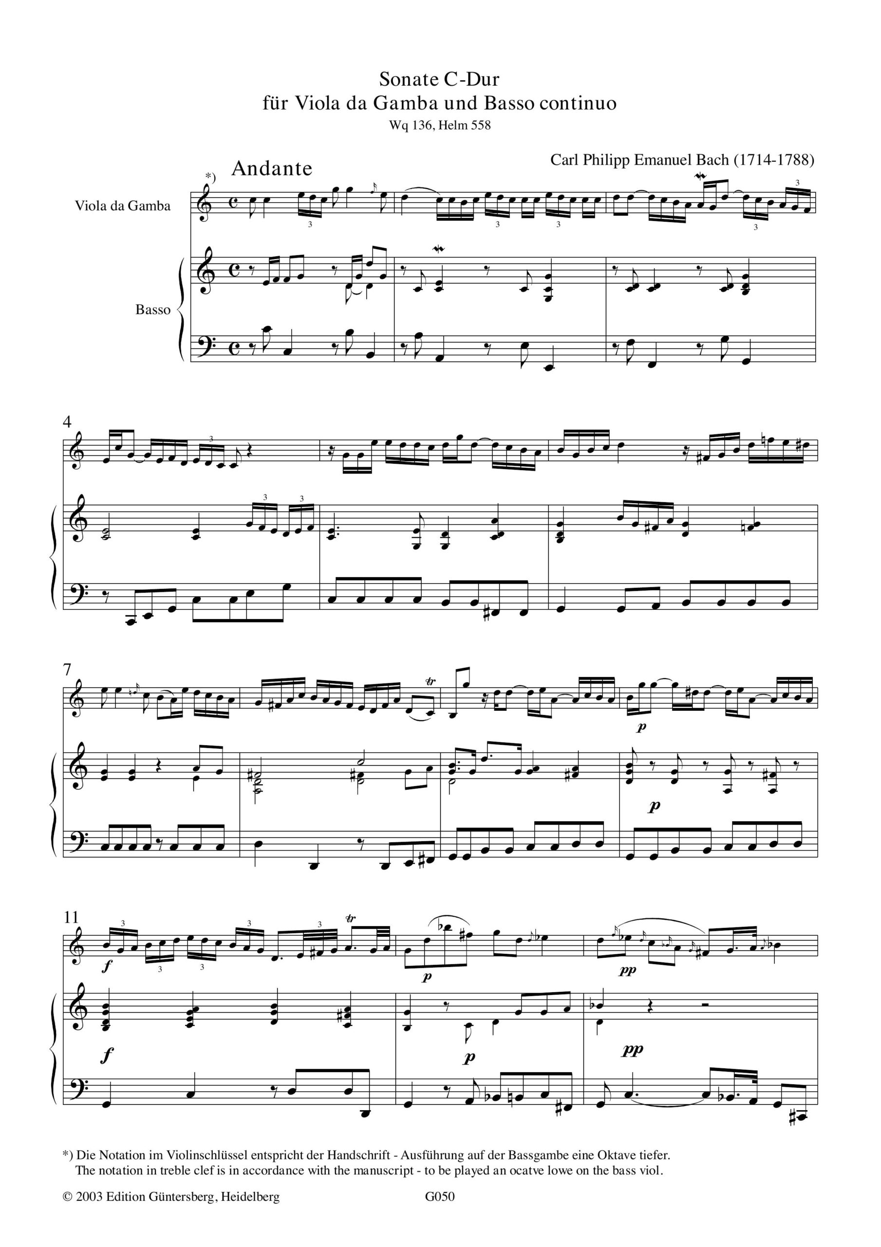 Carl Philipp Emanuel Bach (1714-1788) Sonate C-Dur für Viola da Gamba und B.c. - Besprechungen / Reviews – Bild 4