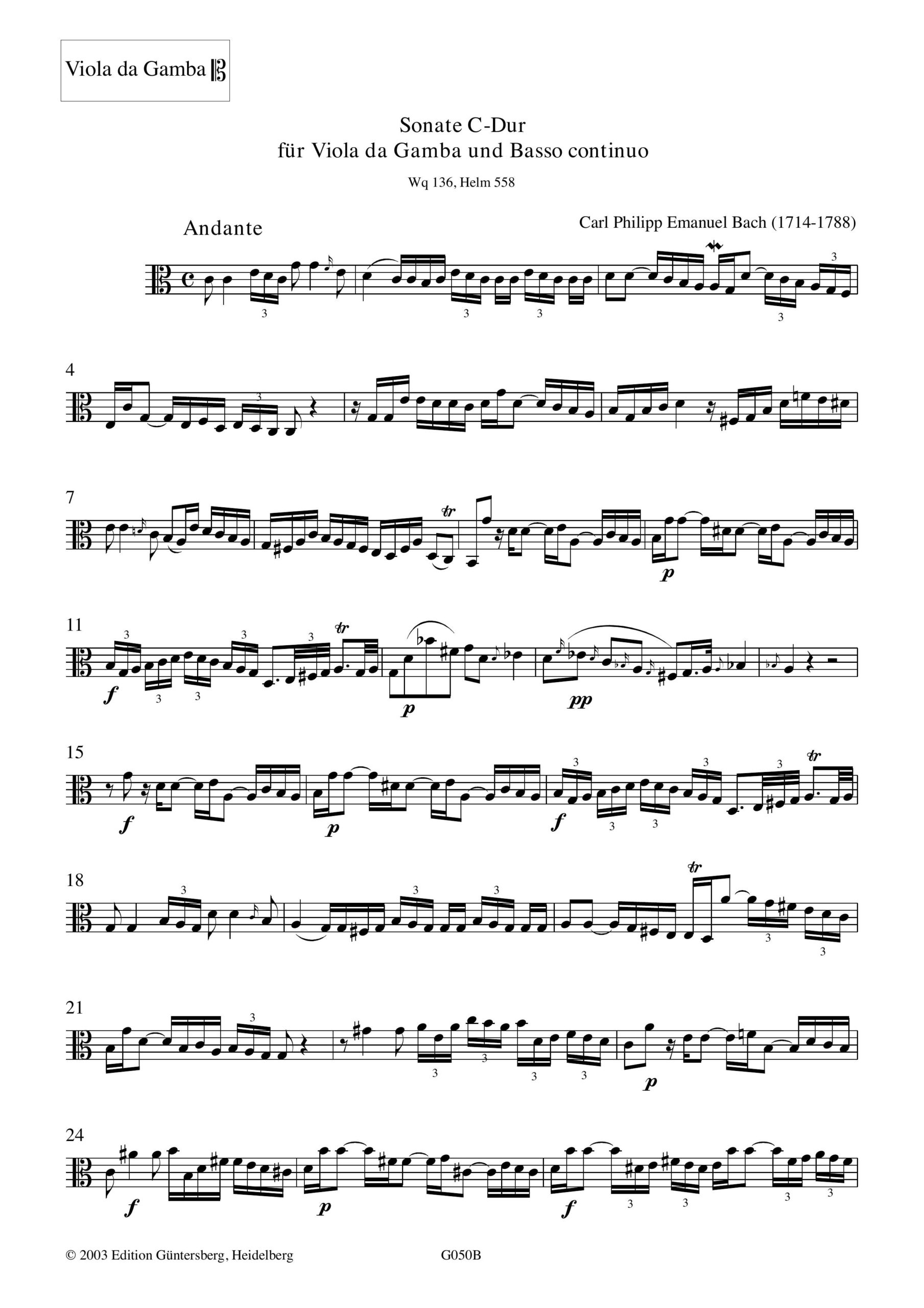 Carl Philipp Emanuel Bach (1714-1788) Sonate C-Dur für Viola da Gamba und B.c. - Besprechungen / Reviews – Bild 5