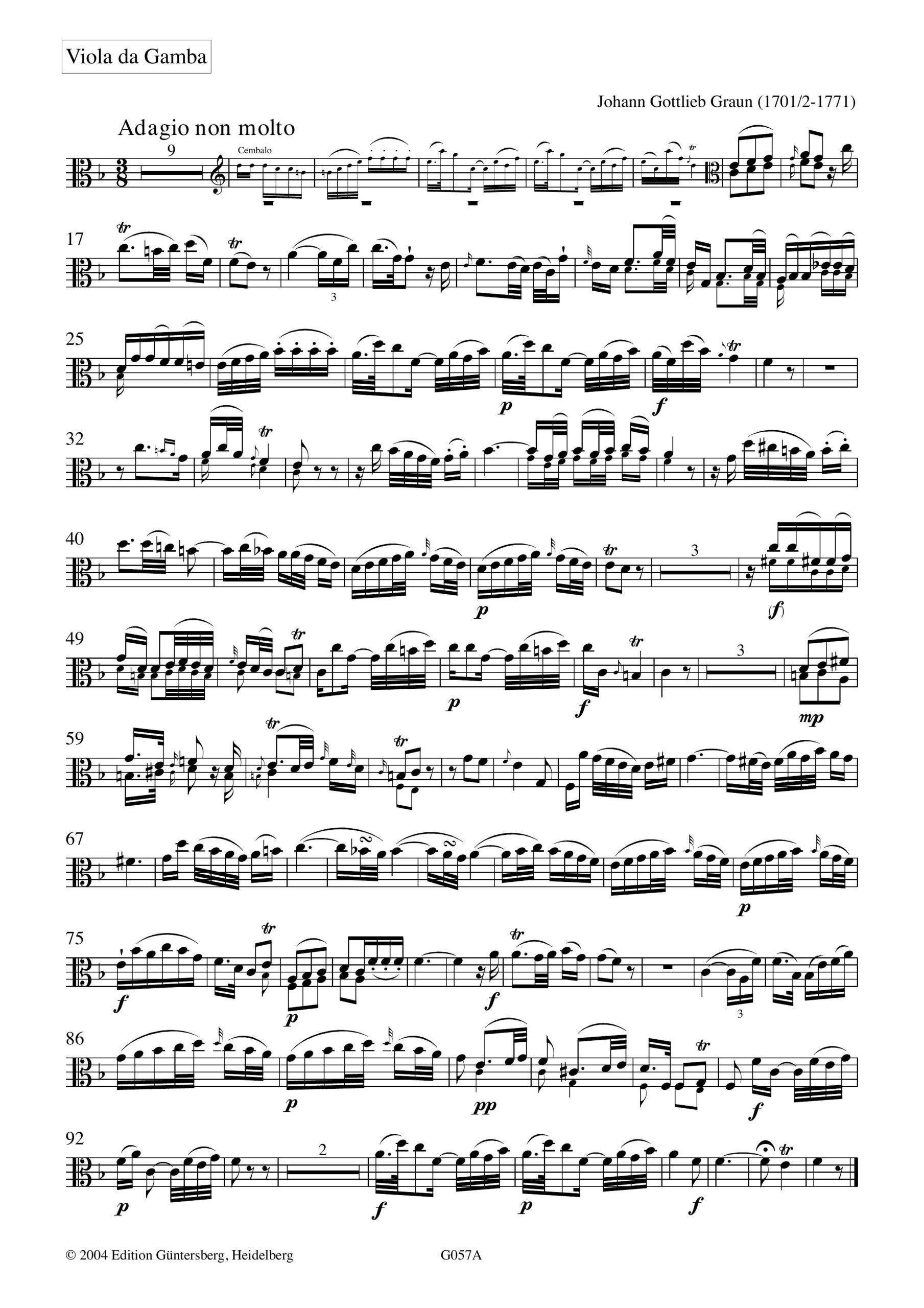 Johann Gottlieb Graun (17-1/2-1771) Sonate F-Dur für Viola da Gamba oder Viola und obligates Cembalo - Besprechungen / Reviews – Bild 5