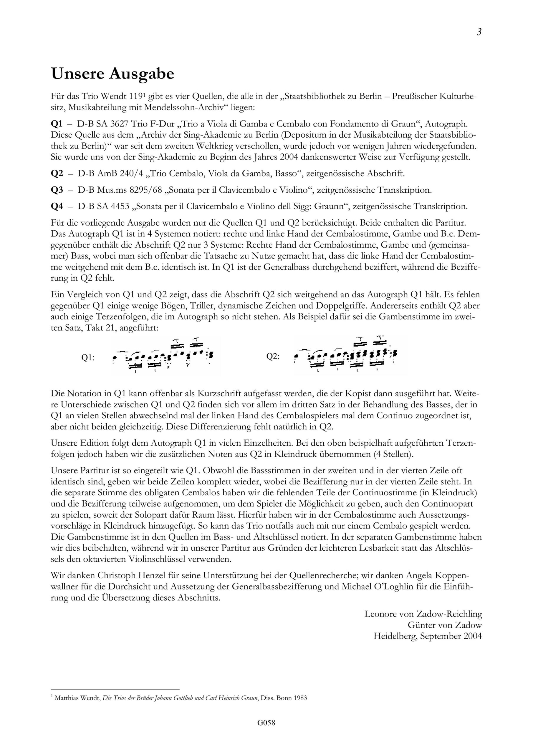 Johann Gottlieb Graun (1701/2-1771) Trio F-Dur - für Viola da Gamba, obligates Cembalo und Basso continuo – Bild 3