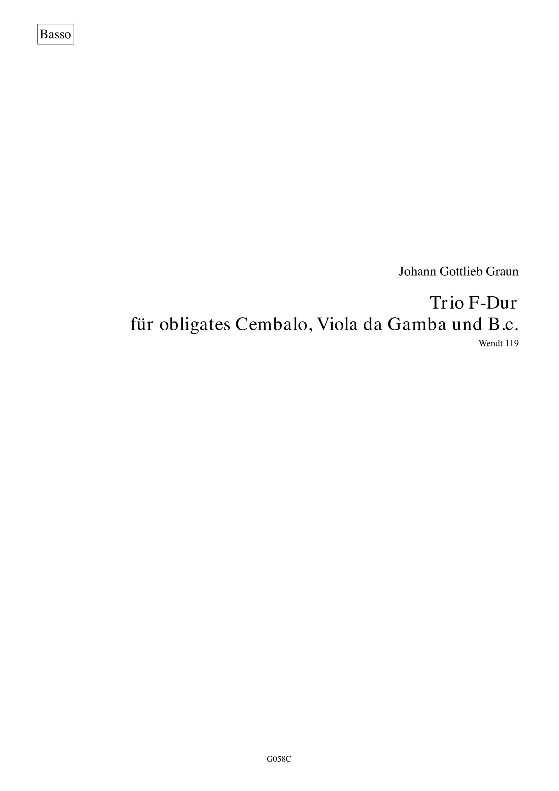 Johann Gottlieb Graun (1701/2-1771) Trio F-Dur - für Viola da Gamba, obligates Cembalo und Basso continuo – Bild 6