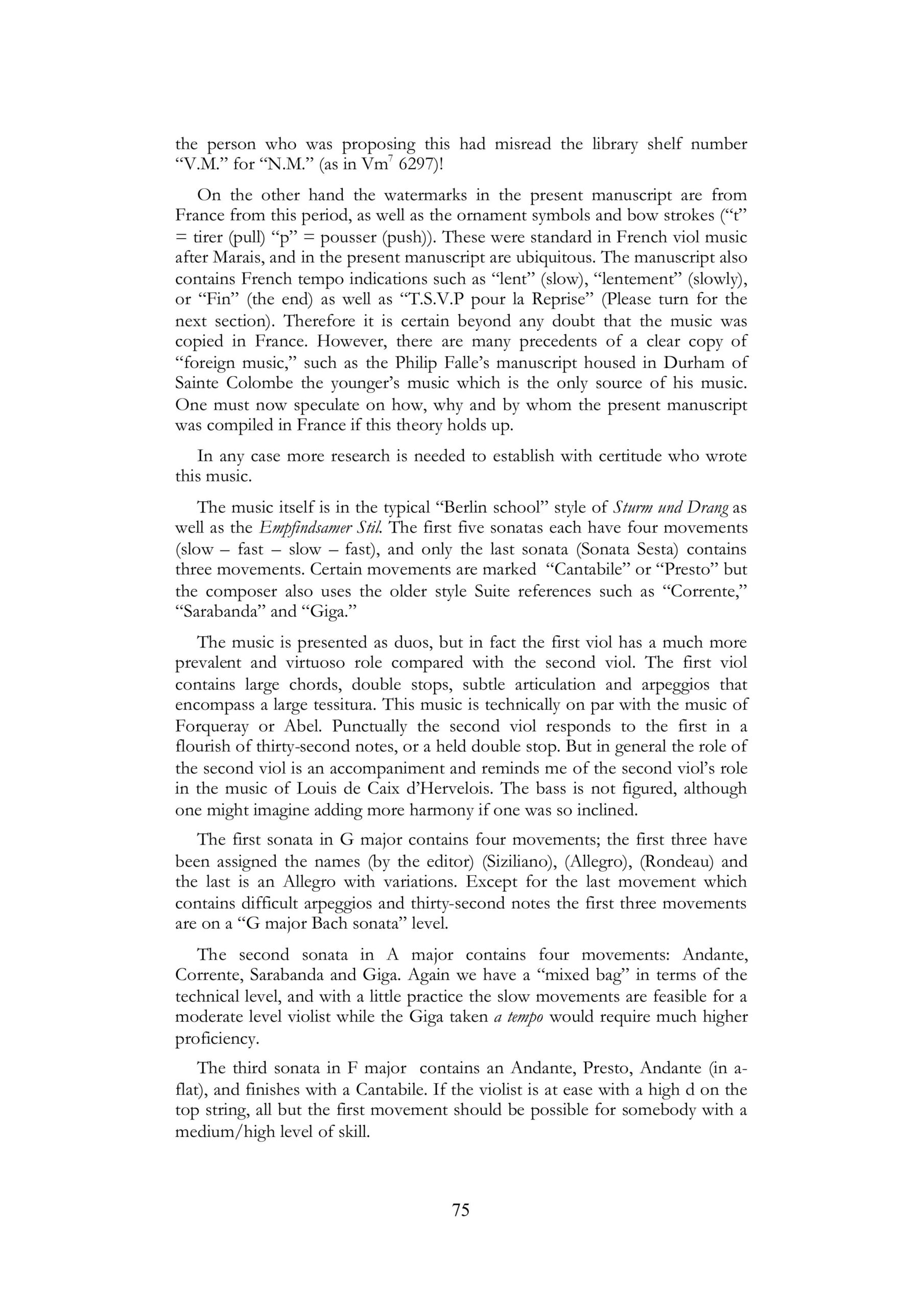 Anonym, Frankreich um 1750 Pariser Gambenduos - Sechs frühklassische Sonaten eines unbekannten Komponisten für zwei
Bassgamben - Sammlung Vm7 6297 der Nationalbibliothek in Paris – Bild 6