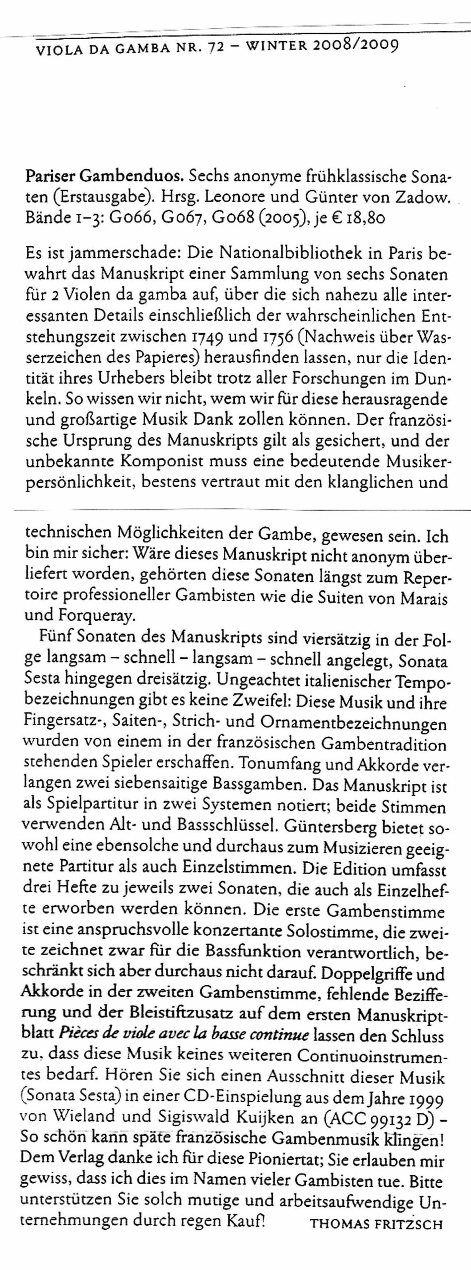 Anonym, Frankreich um 1750 Pariser Gambenduos - Sechs frühklassische Sonaten eines unbekannten Komponisten für zwei
Bassgamben - Sammlung Vm7 6297 der Nationalbibliothek in Paris – Bild 8