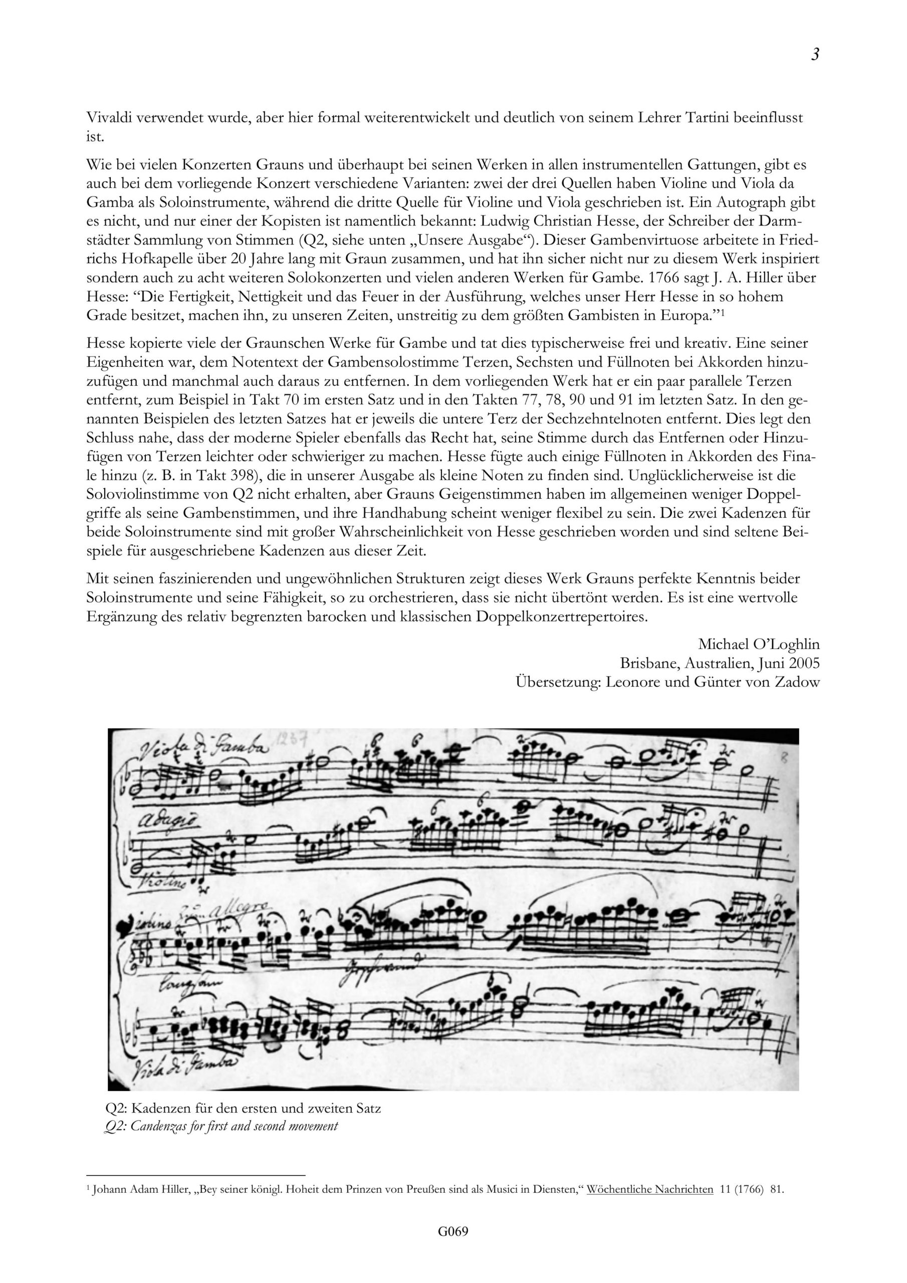 Johann Gottlieb Graun (1701/02-1771) Konzert für Violine, Viola da Gamba und Orchester - Besprechungen / Reviews – Bild 3