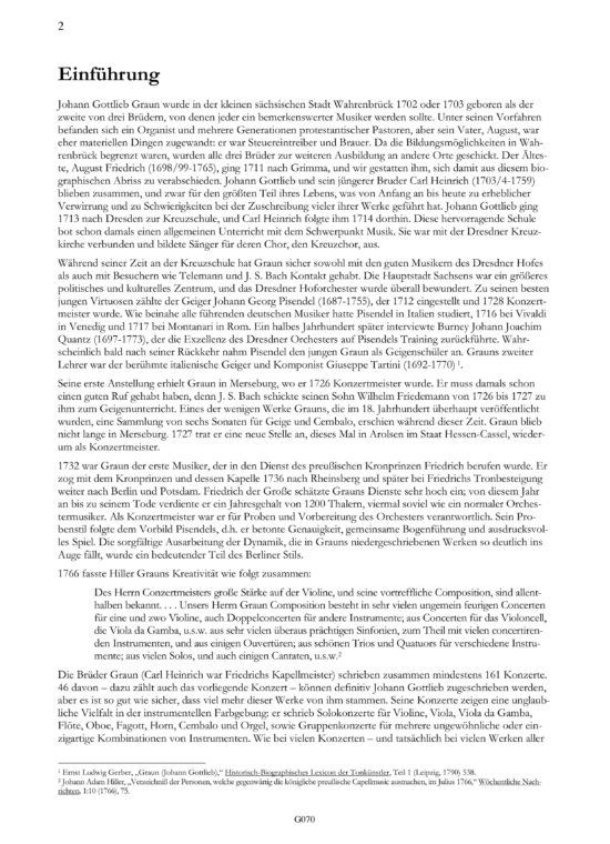 Graun, Johann Gottlieb (1701/02-1771): Konzert für Violine, Viola und Orchester- Partitur