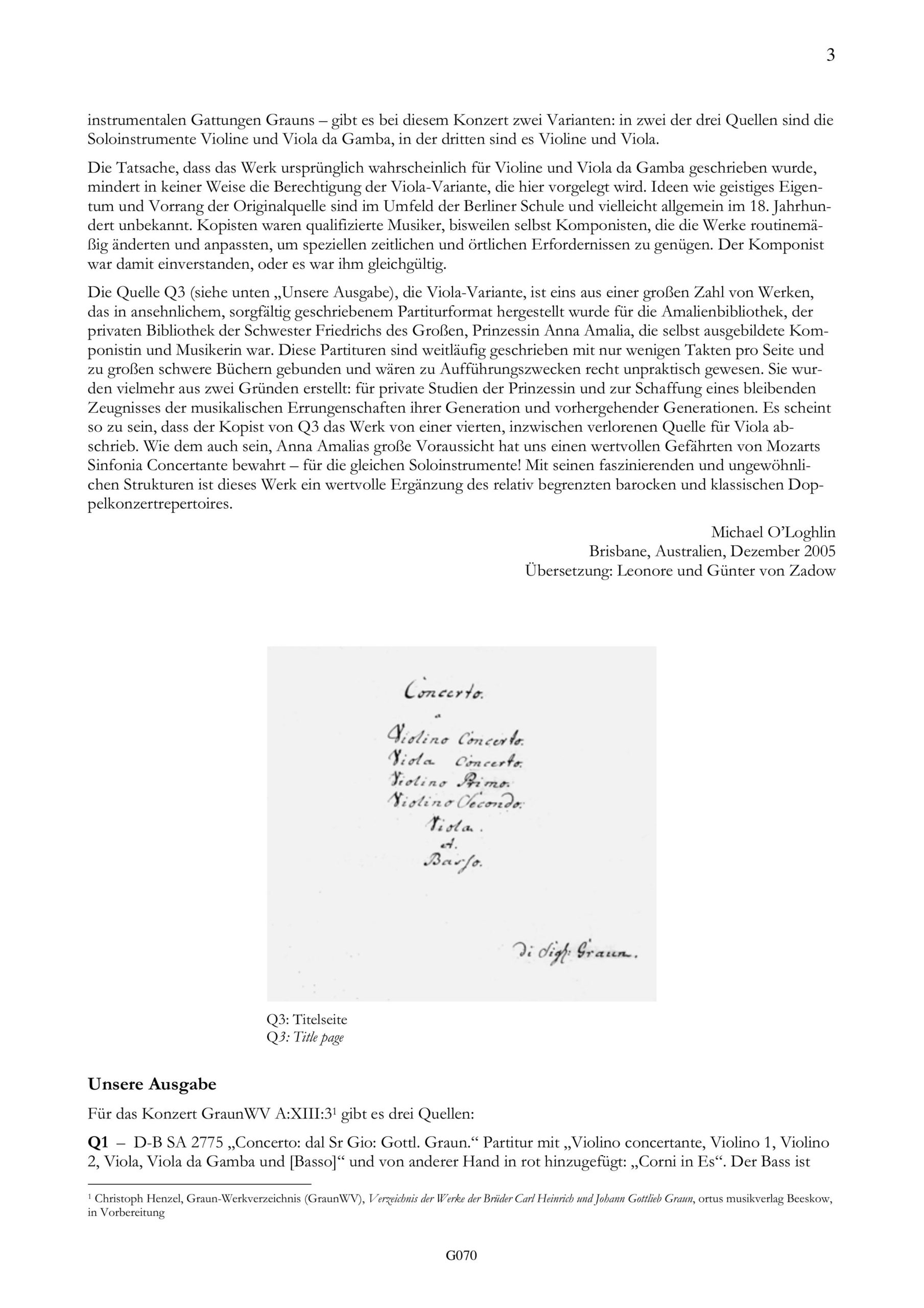 Johann Gottlieb Graun (1701/02-1771) Konzert für Violine, Viola und Orchester - Besprechungen / Reviews – Bild 3