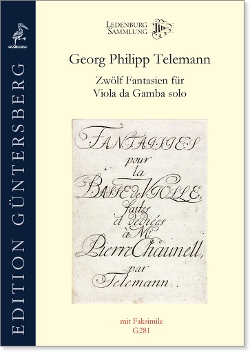 Telemann - Zwölf Fantasien für Viola da Gamba solo, TWV 40:26-37, Moderne Ausgabe und Faksimile