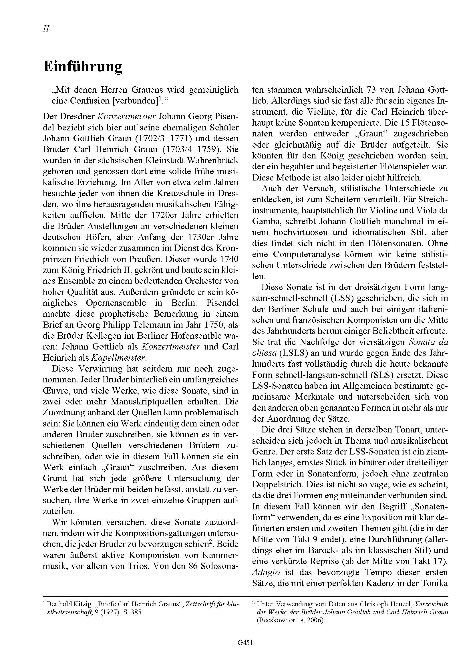 Johann Gottlieb Graun oder Carl Heinrich Graun (1701/02–1771 bzw. 1703/04–1759) - Solo für Traversflöte und Basso continuo in D-Dur – Bild 2
