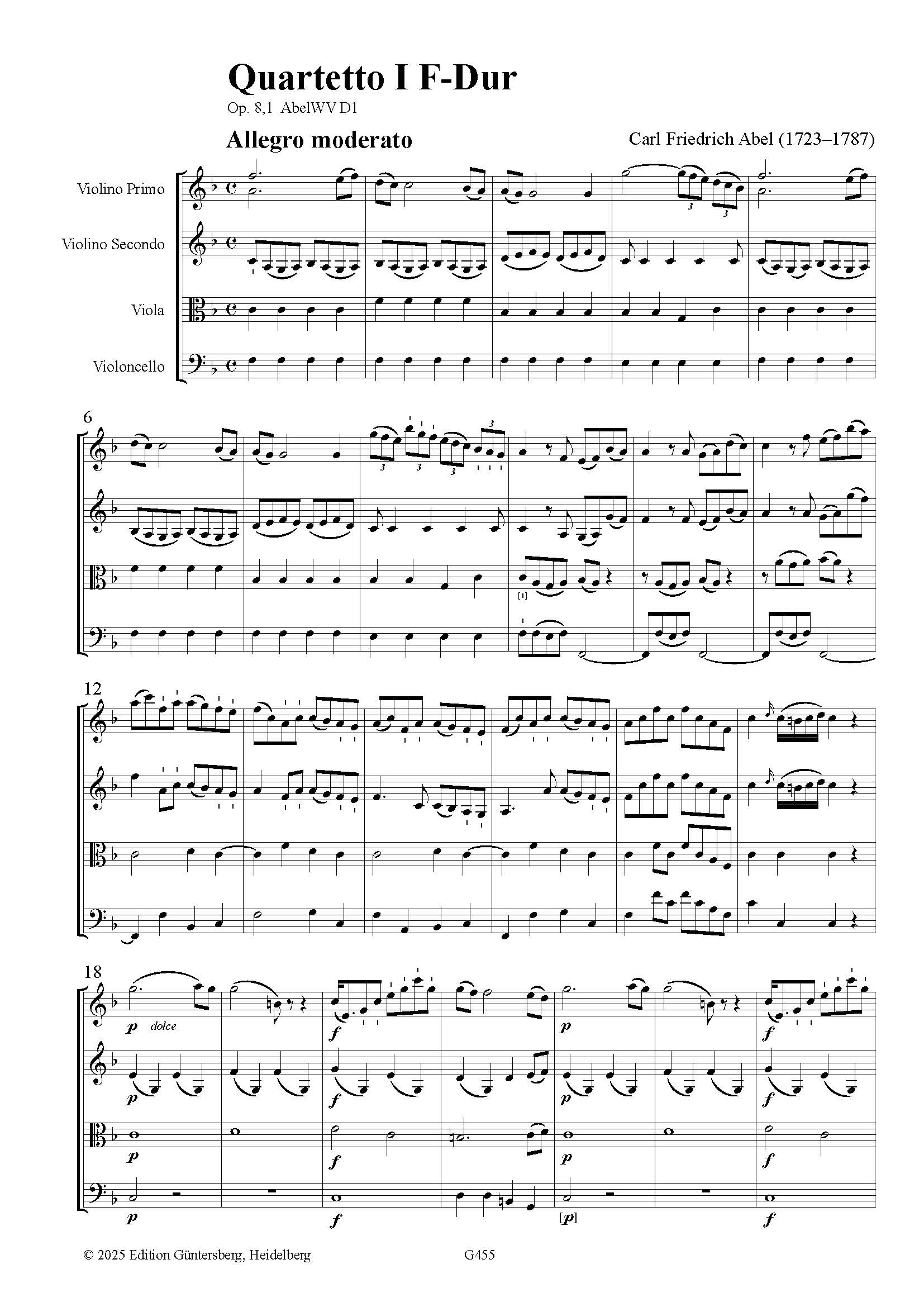 Carl Friedrich Abel (1723–1787) - Sechs Quartette op. 8 (Stimmensatz) – Bild 3