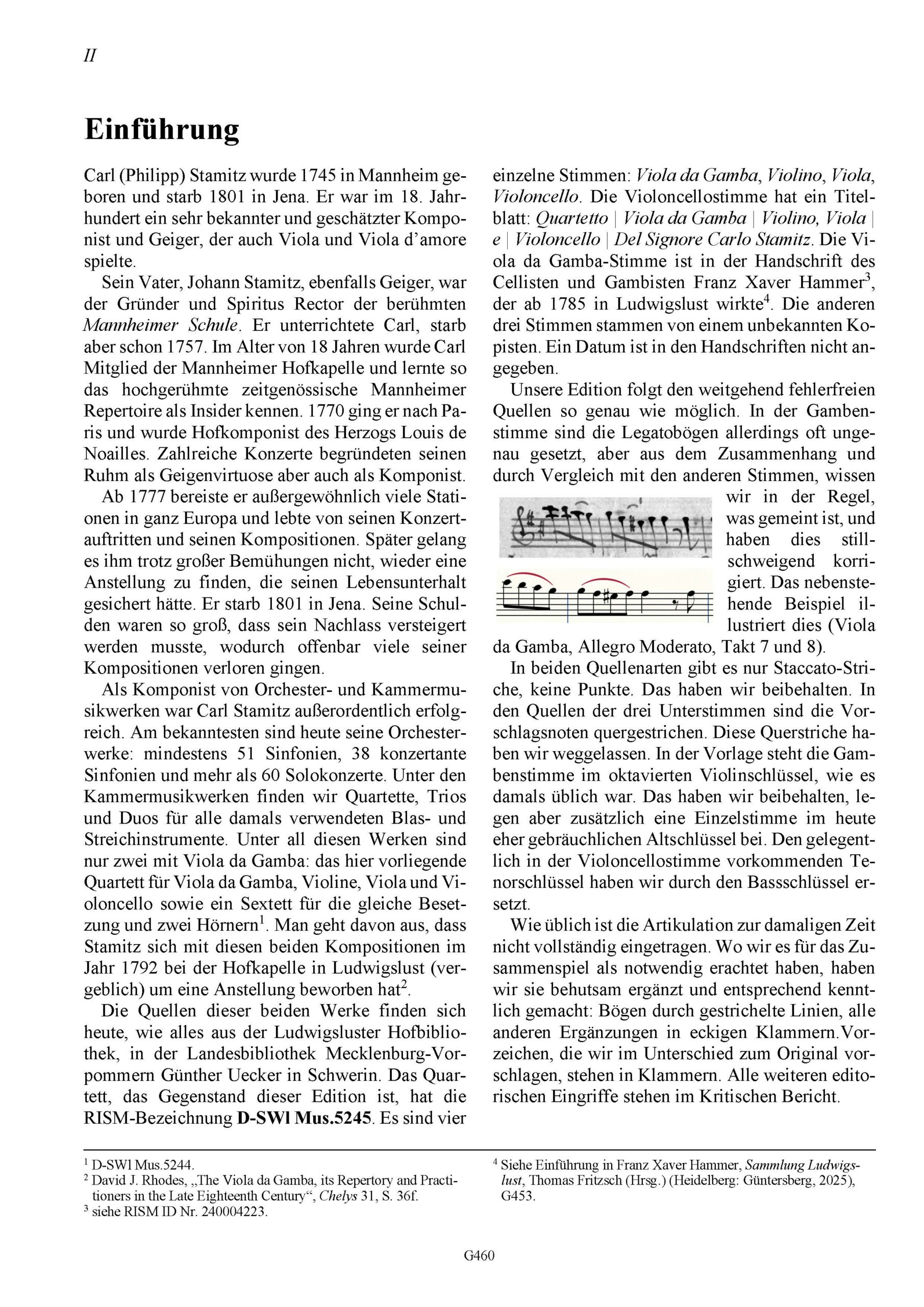 Carl Stamitz (1745–1801) - Quartetto D-Dur für Viola da Gamba, Violine, Viola und Violoncello – Bild 2