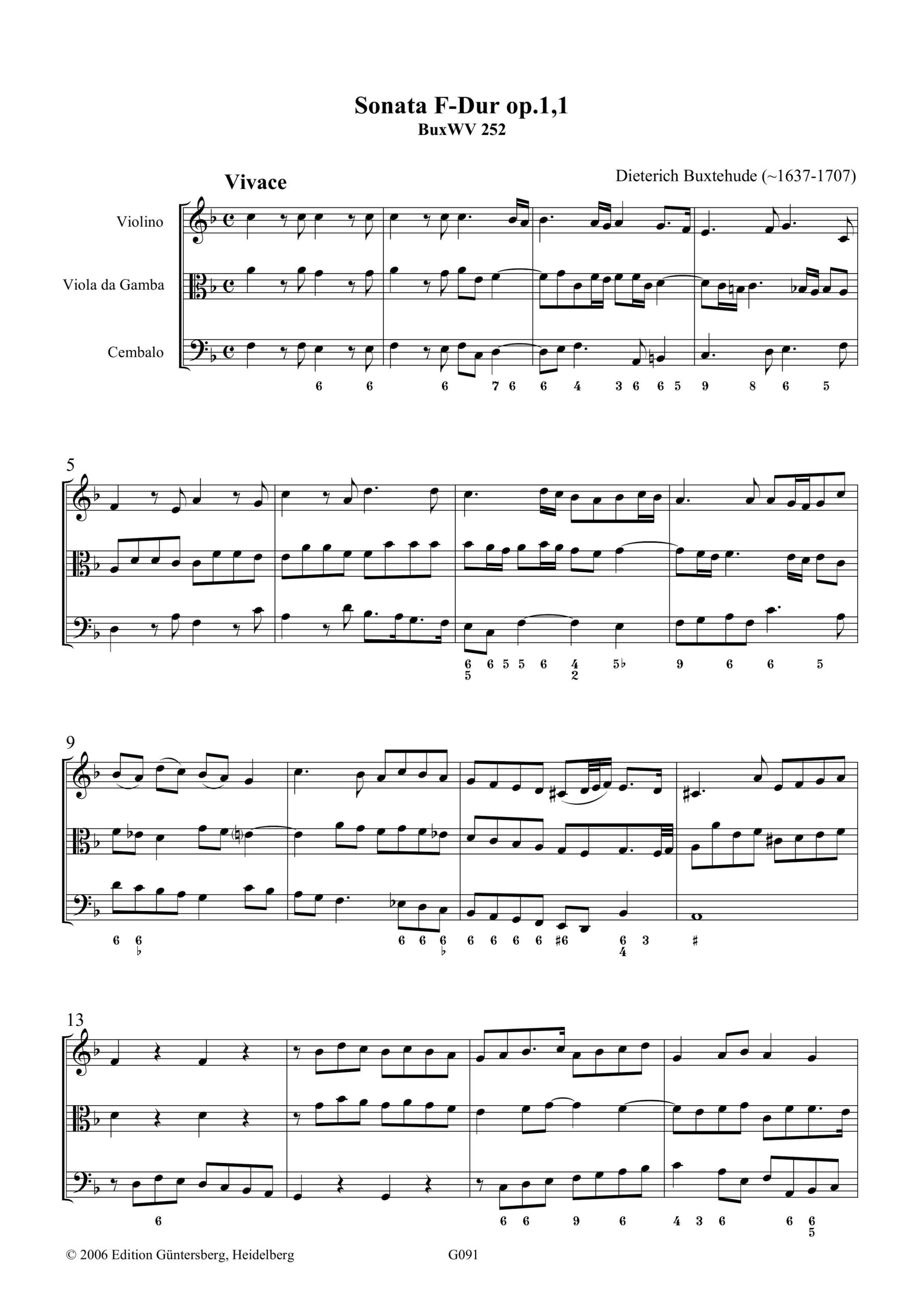 Dieterich Buxtehude (~1637-1707) VII.
Suonate à doi, Violino & Violadagamba, con Cembalo, Opera prima.
Hamburg ~1694 - für Violine, Viola da Gamba und Cembalo – Bild 3