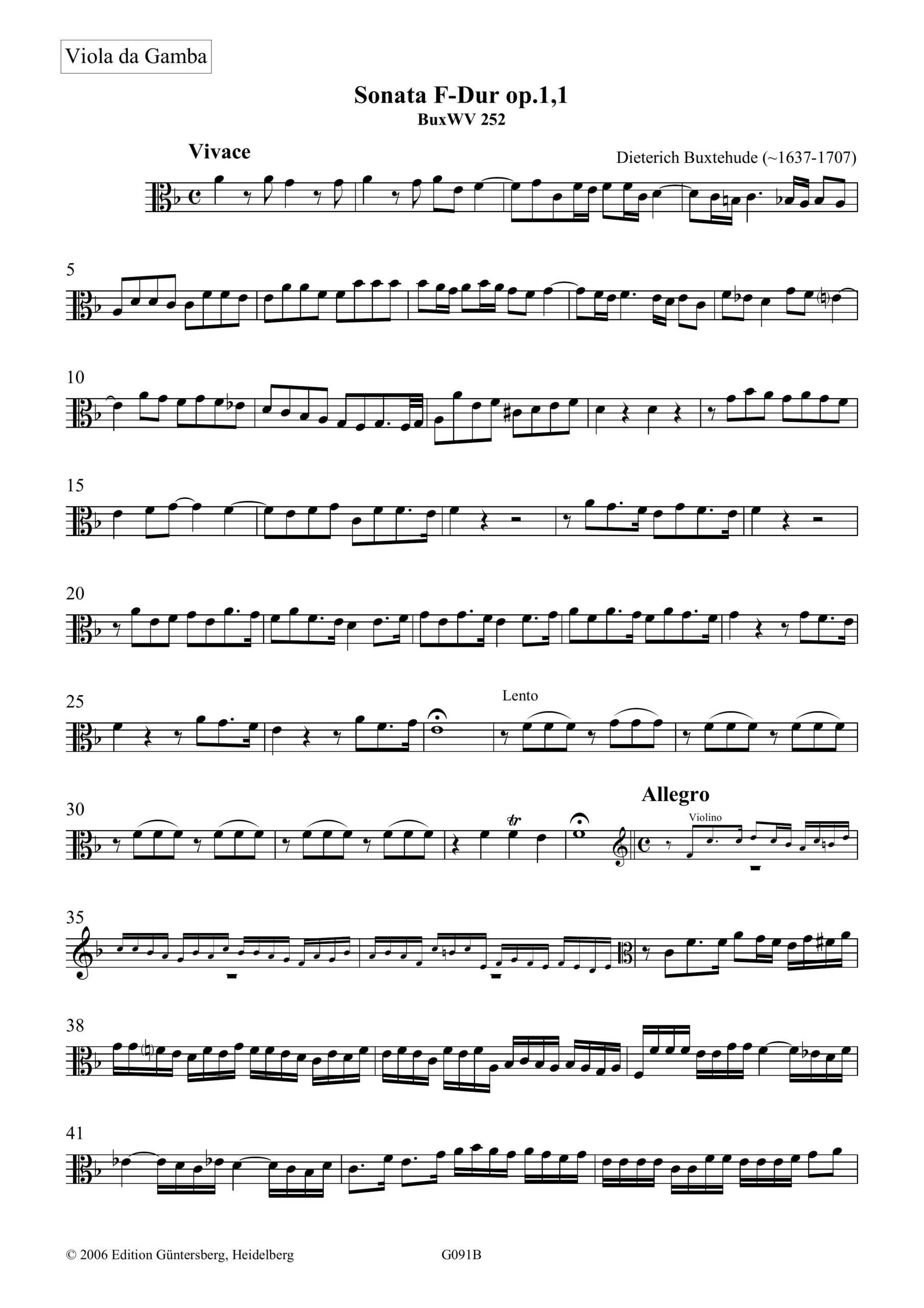 Dieterich Buxtehude (~1637-1707) VII.
Suonate à doi, Violino & Violadagamba, con Cembalo, Opera prima.
Hamburg ~1694 - für Violine, Viola da Gamba und Cembalo – Bild 4