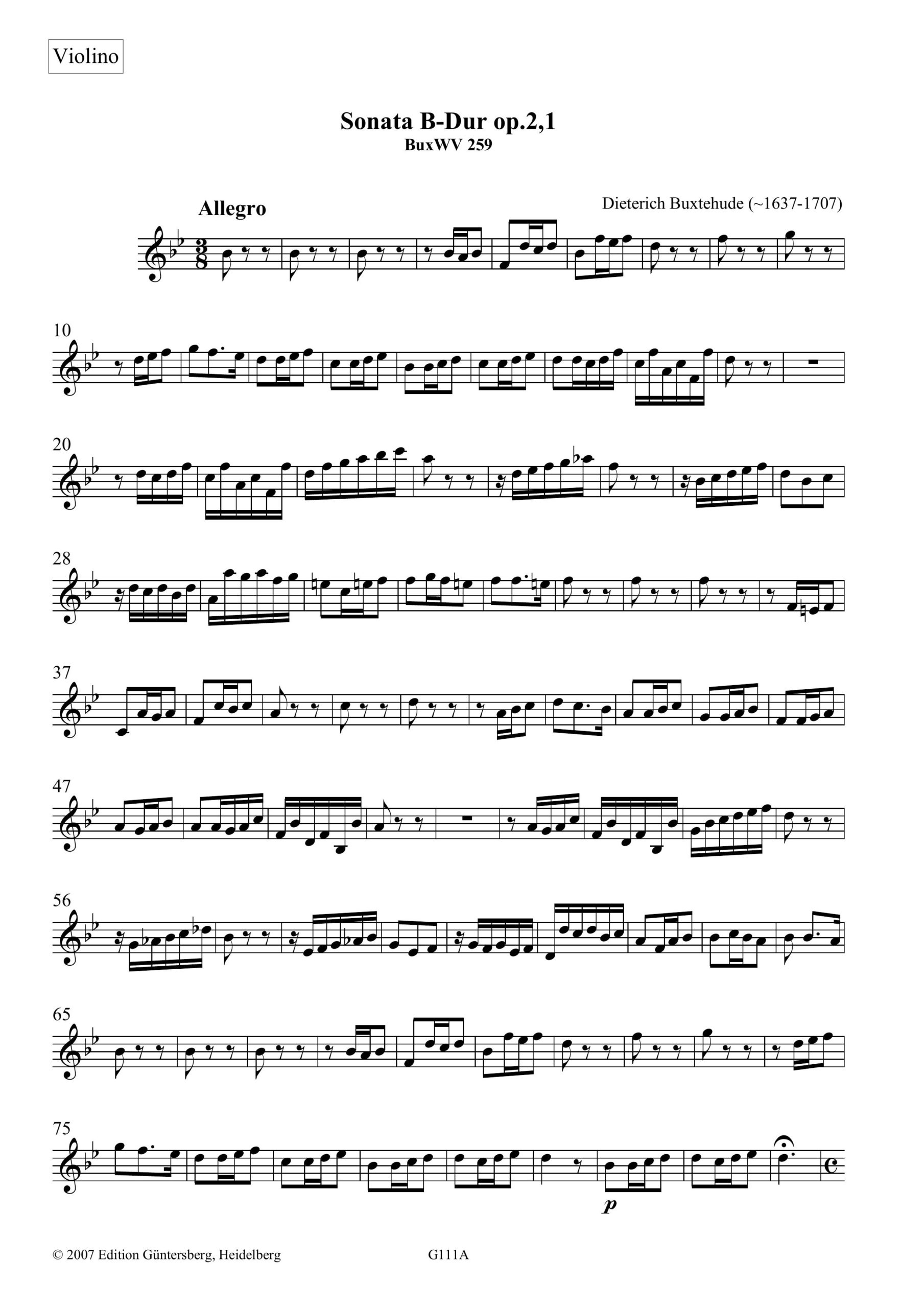 Dieterich Buxtehude (~1637-1707) VII.
Suonate à due, Violino et Violadagamba con Cembalo, Opera secunda.
Hamburg 1696 - für Violine, Viola da Gamba und Cembalo – Bild 5