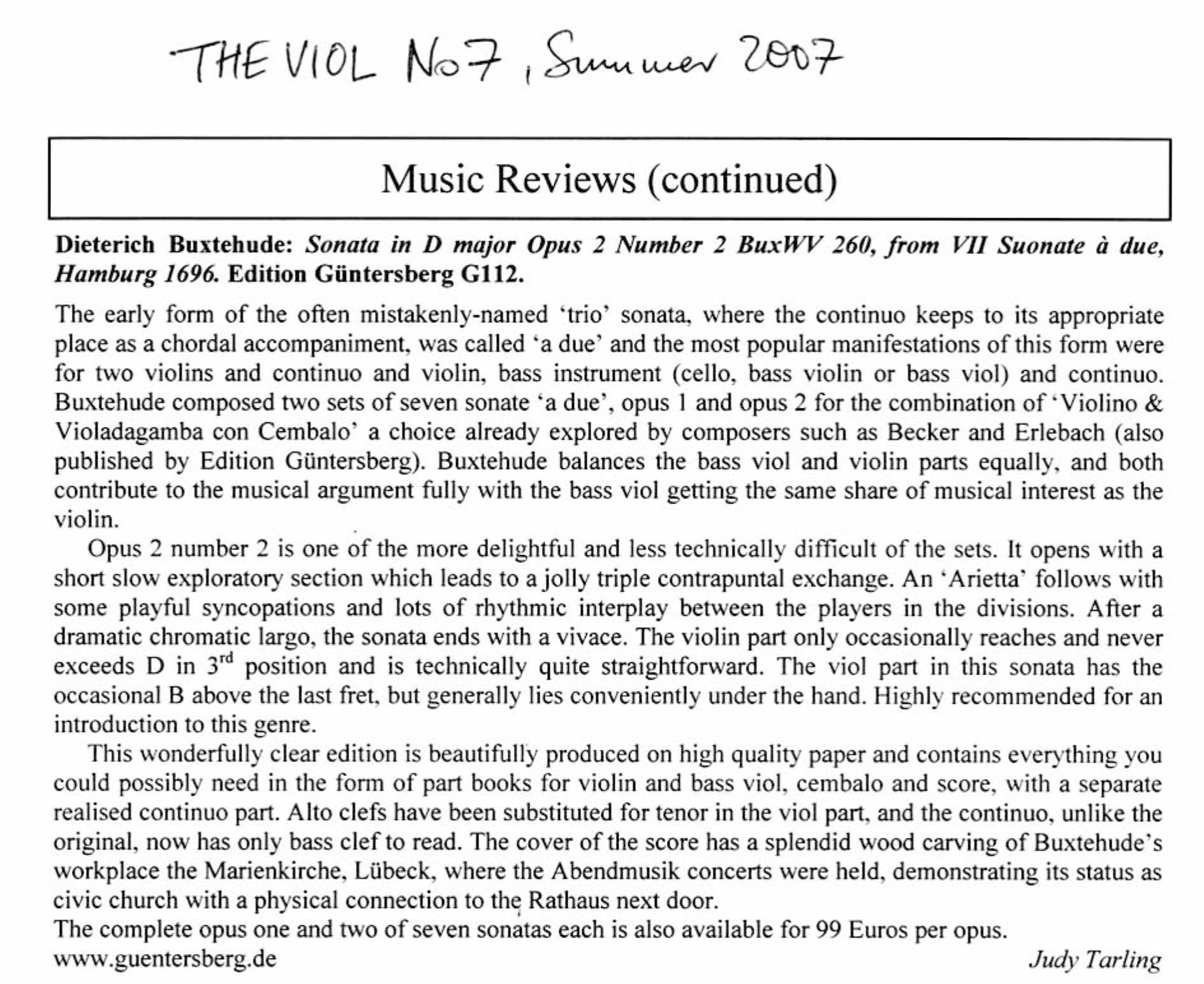 Dieterich Buxtehude (~1637-1707) VII.
Suonate à due, Violino et Violadagamba con Cembalo, Opera secunda.
Hamburg 1696 - für Violine, Viola da Gamba und Cembalo – Bild 2