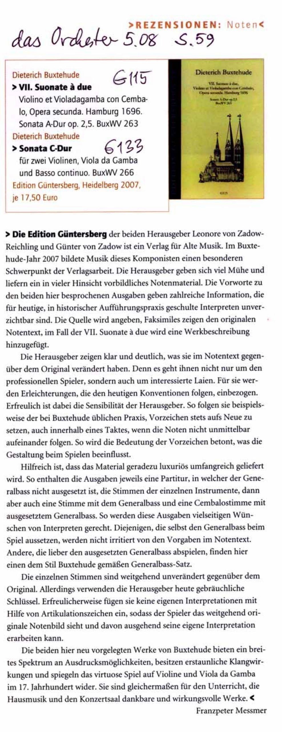 Dieterich Buxtehude (~1637-1707) VII.
Suonate à due, Violino et Violadagamba con Cembalo, Opera secunda.
Hamburg 1696 - für Violine, Viola da Gamba und Cembalo – Bild 3