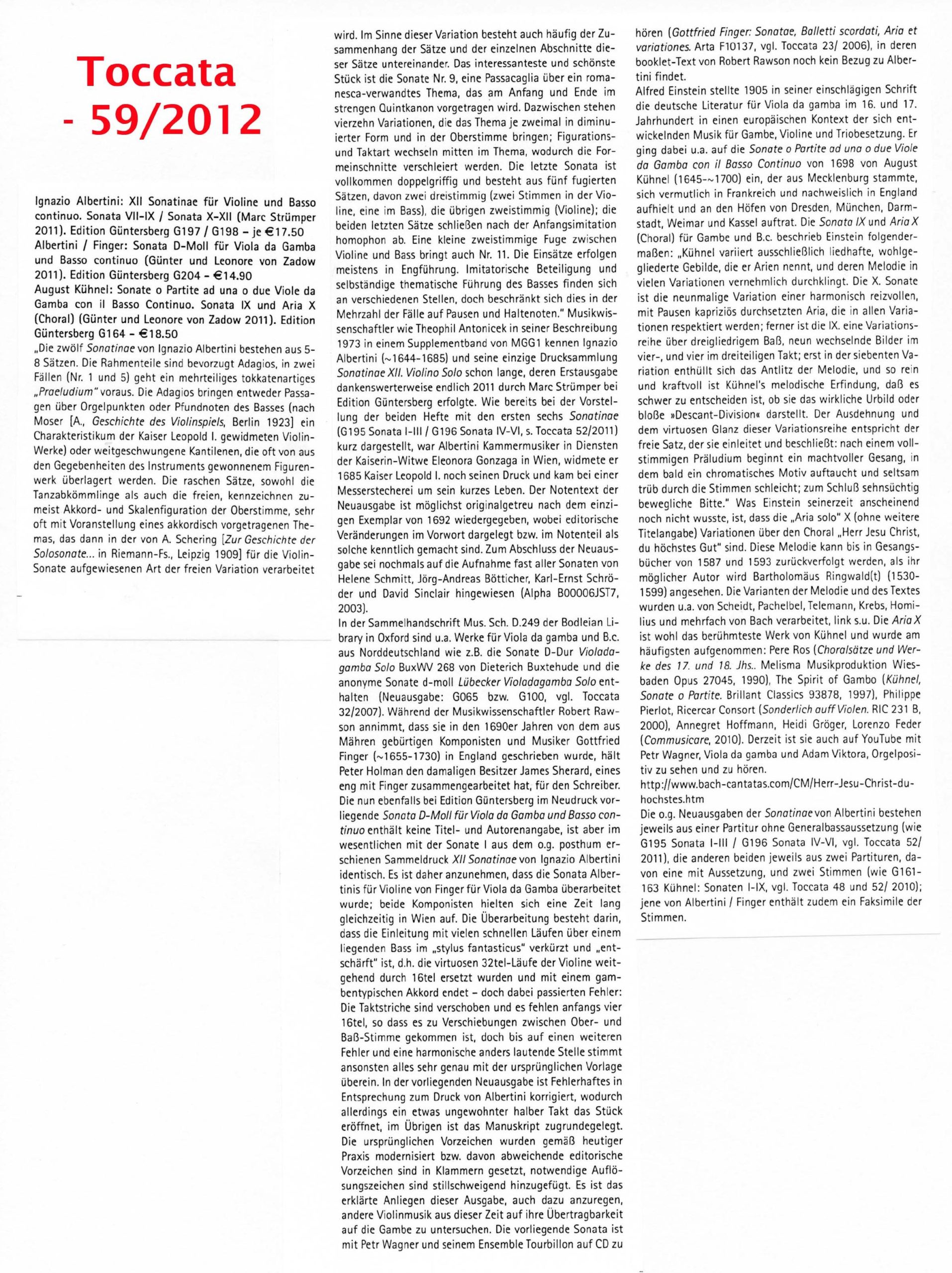 Ignazio Albertini (~1644-1685) XII Sonatinae - 12 Sonaten für Violine und Basso continuo, Frankfurt 1692 – Bild 5