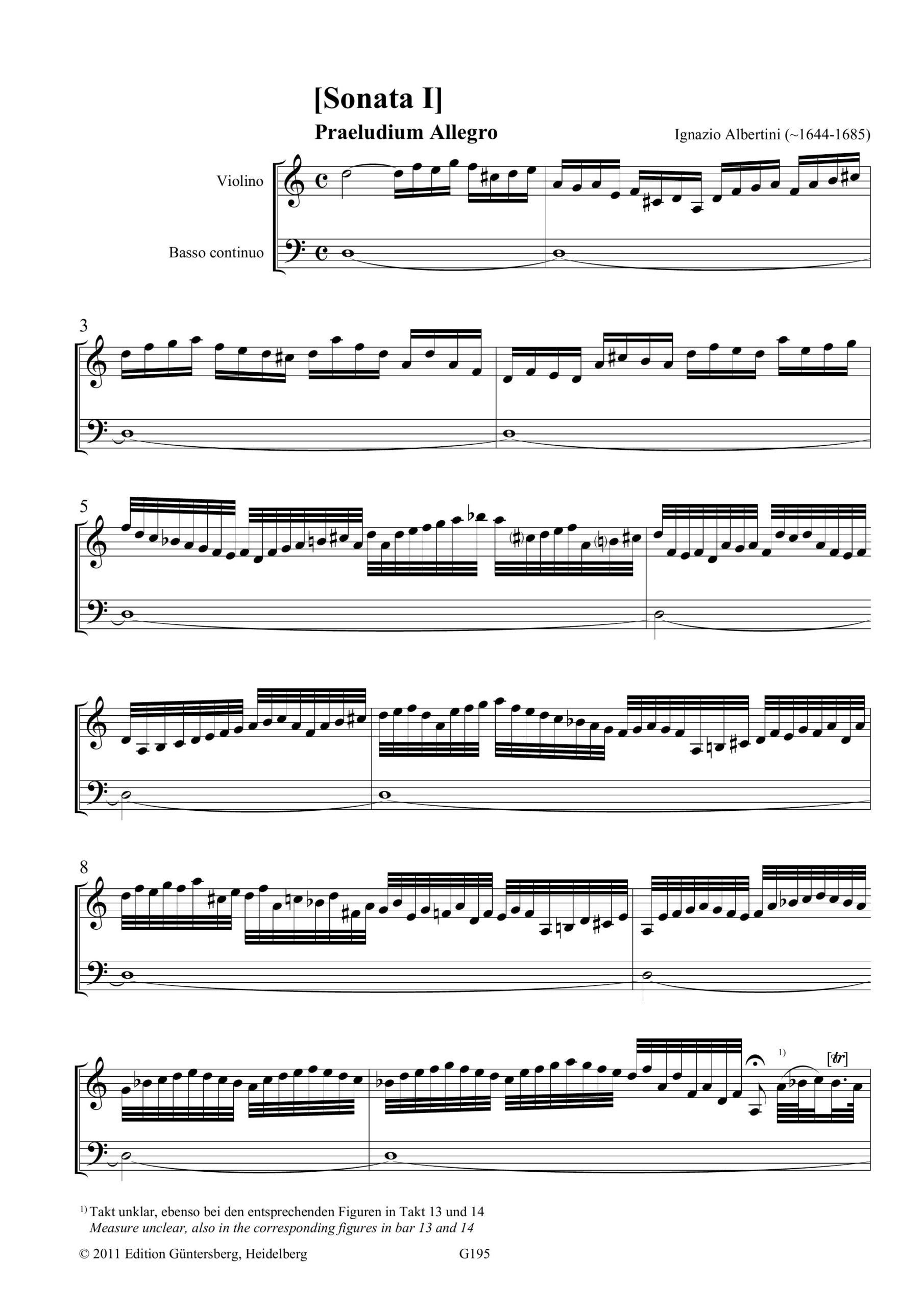 Ignazio Albertini (~1644-1685) XII Sonatinae - 12 Sonaten für Violine und Basso continuo, Frankfurt 1692 – Bild 6