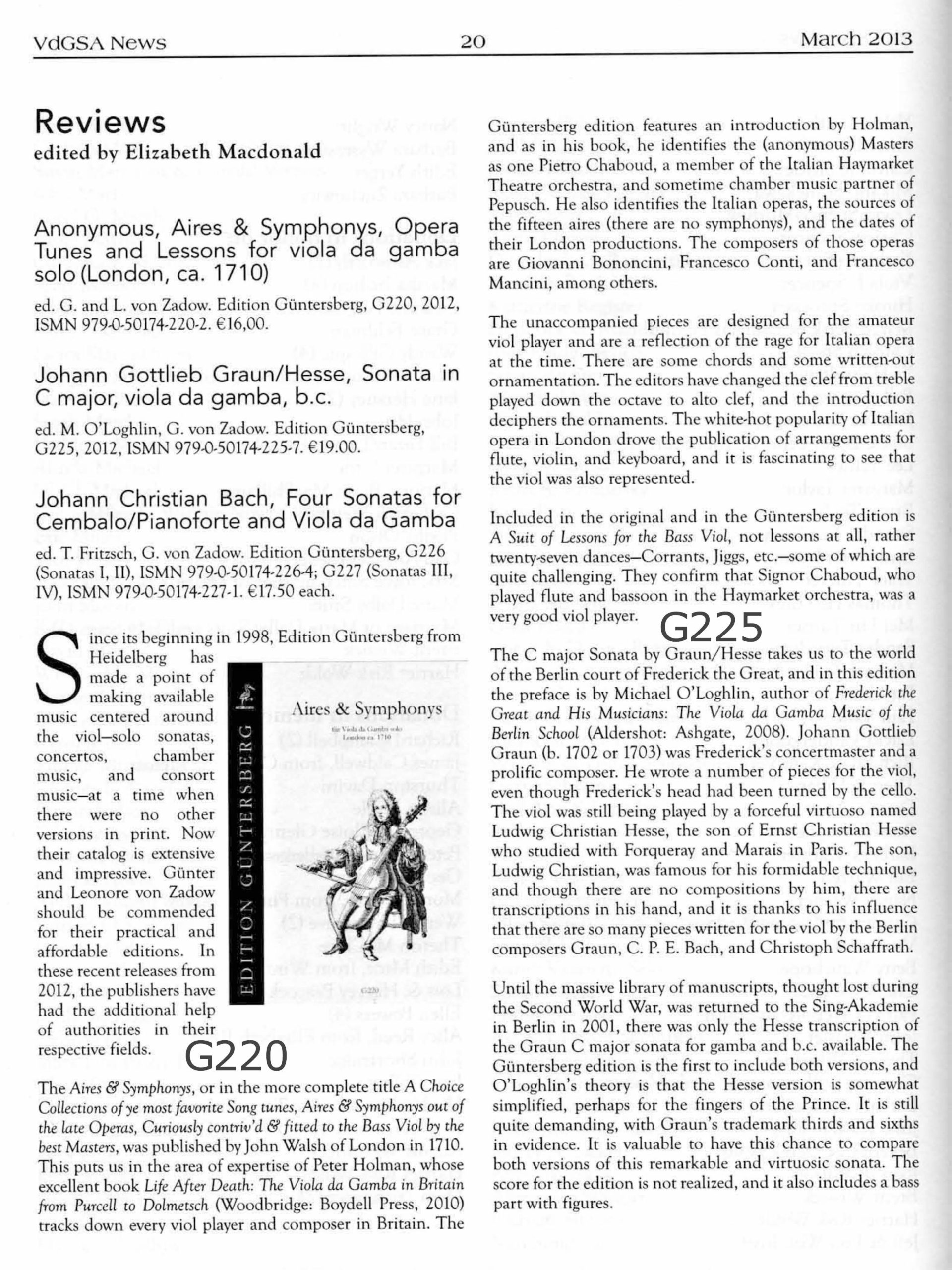 Johann Christian Bach (1735-1782) Vier Sonaten für Cembalo / Pianoforte und Viola da Gamba - Besprechungen / Reviews – Bild 17