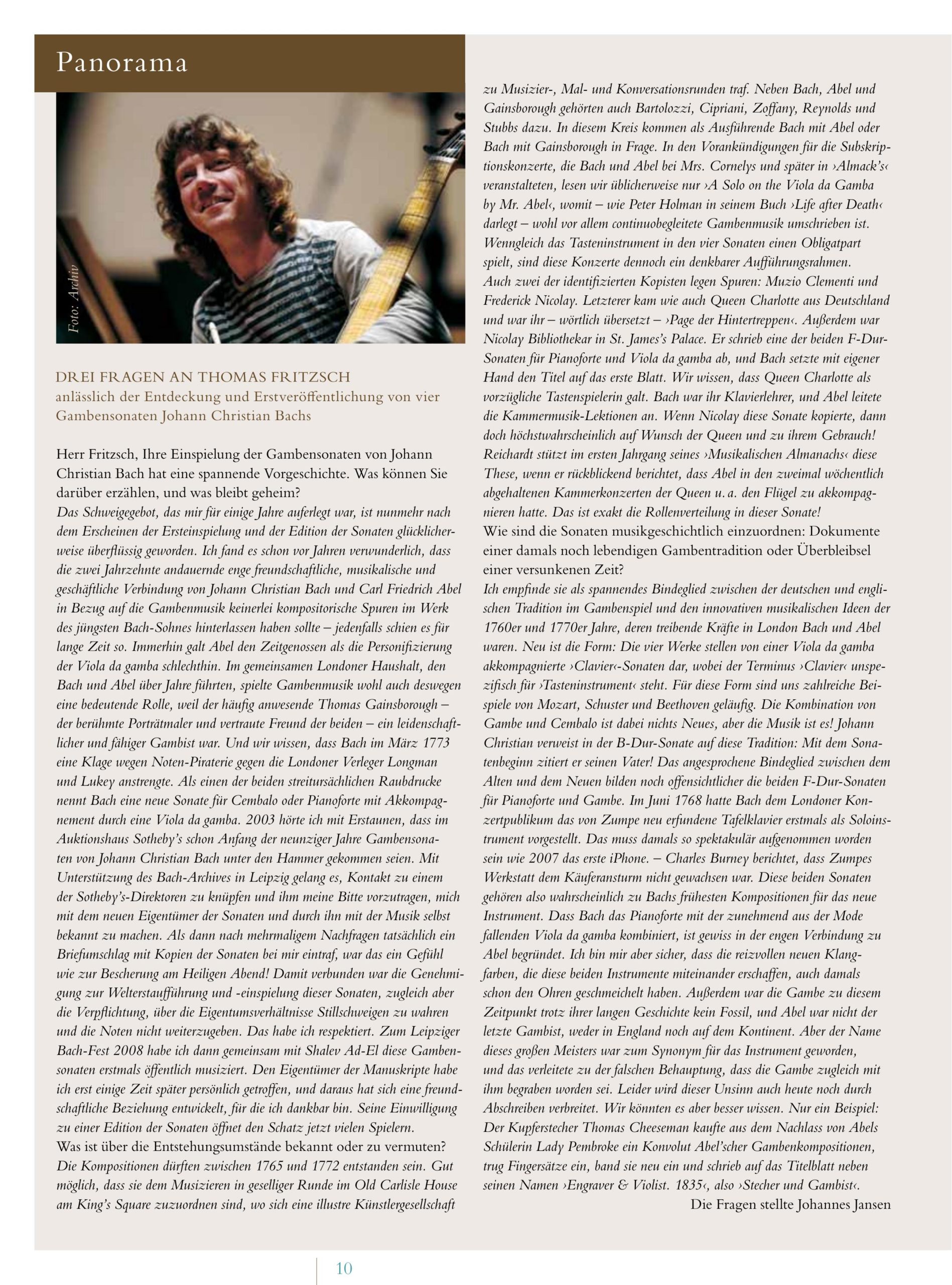 Johann Christian Bach (1735-1782) Vier Sonaten für Cembalo / Pianoforte und Viola da Gamba - Besprechungen / Reviews – Bild 19