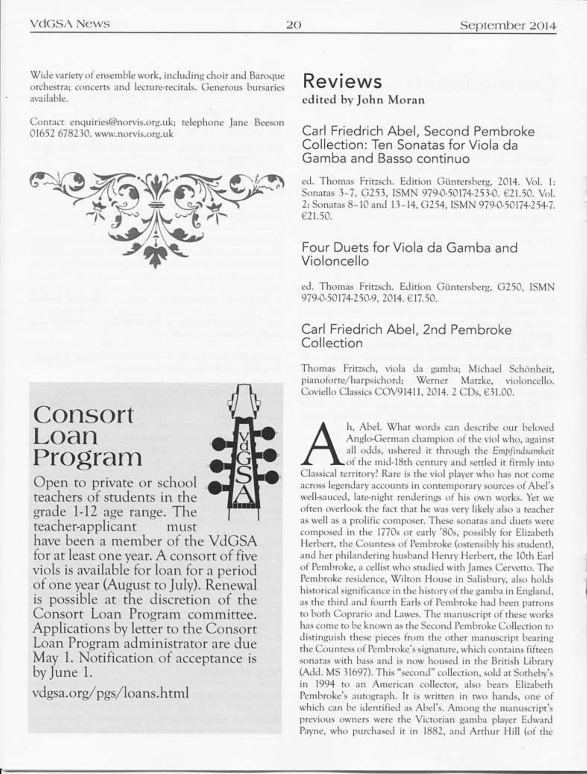 Carl Friedrich Abel (1723-1787) Zweite Pembroke-Sammlung - Vier Duette für Viola da Gamba und Violoncello, zehn Sonaten für Viola da Gamba und Basso continuo – Bild 2