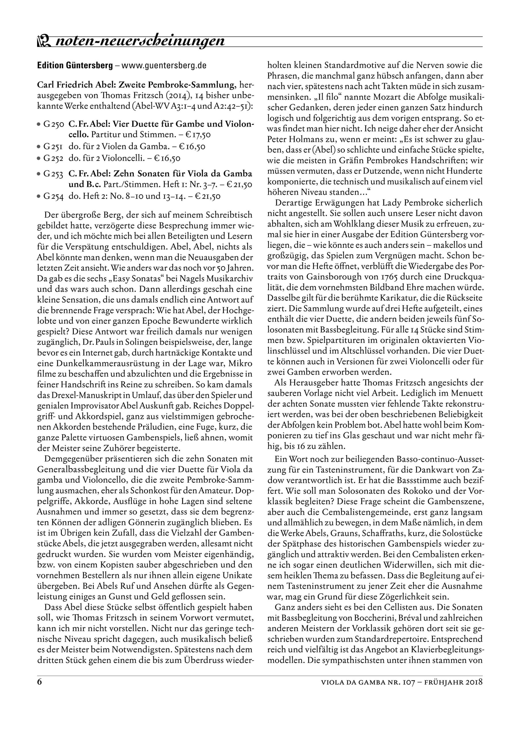 Carl Friedrich Abel (1723-1787) Zweite Pembroke-Sammlung - Vier Duette für Viola da Gamba und Violoncello, zehn Sonaten für Viola da Gamba und Basso continuo – Bild 7