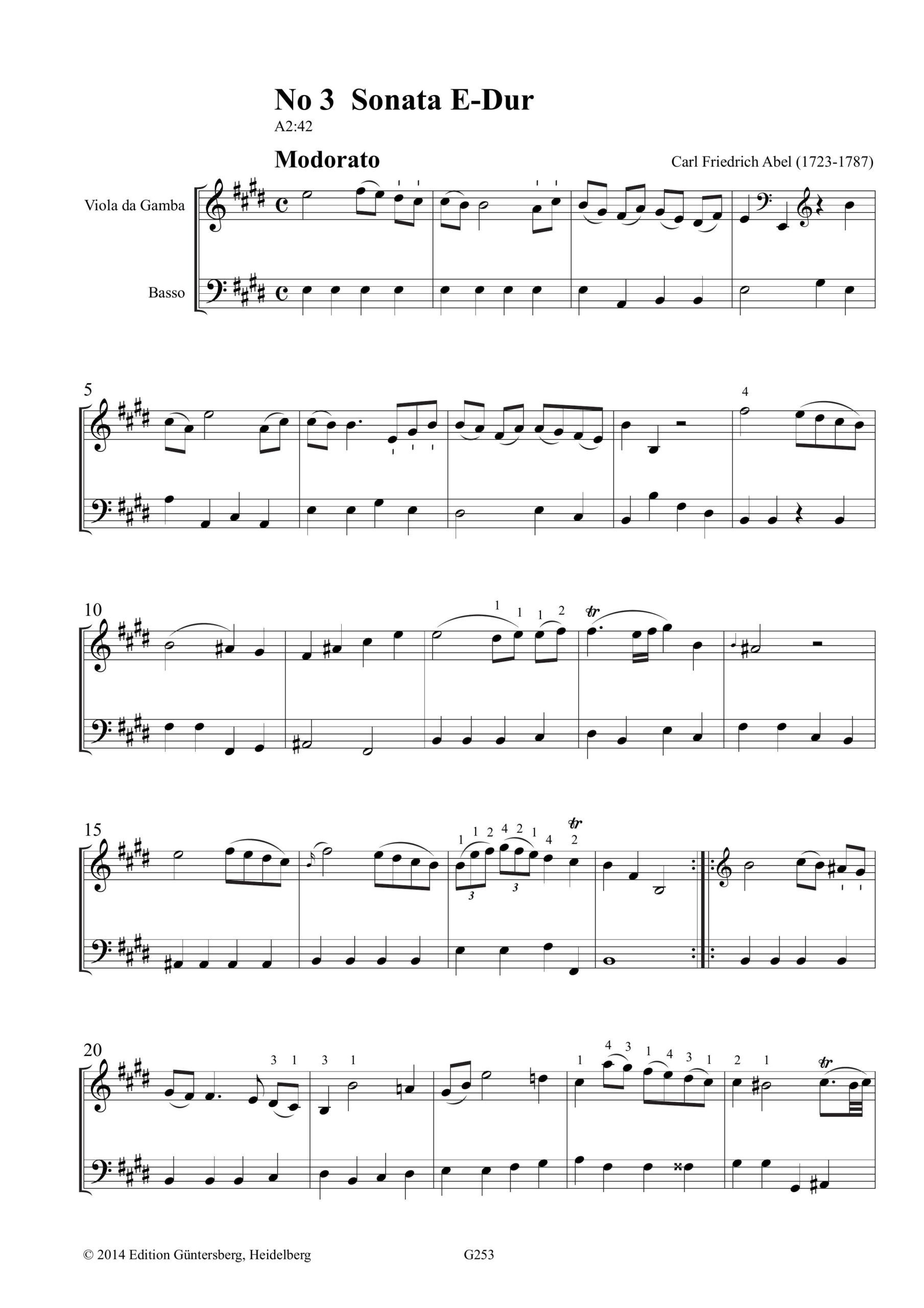 Carl Friedrich Abel (1723-1787) Zweite Pembroke-Sammlung - Vier Duette für Viola da Gamba und Violoncello, zehn Sonaten für Viola da Gamba und Basso continuo – Bild 10