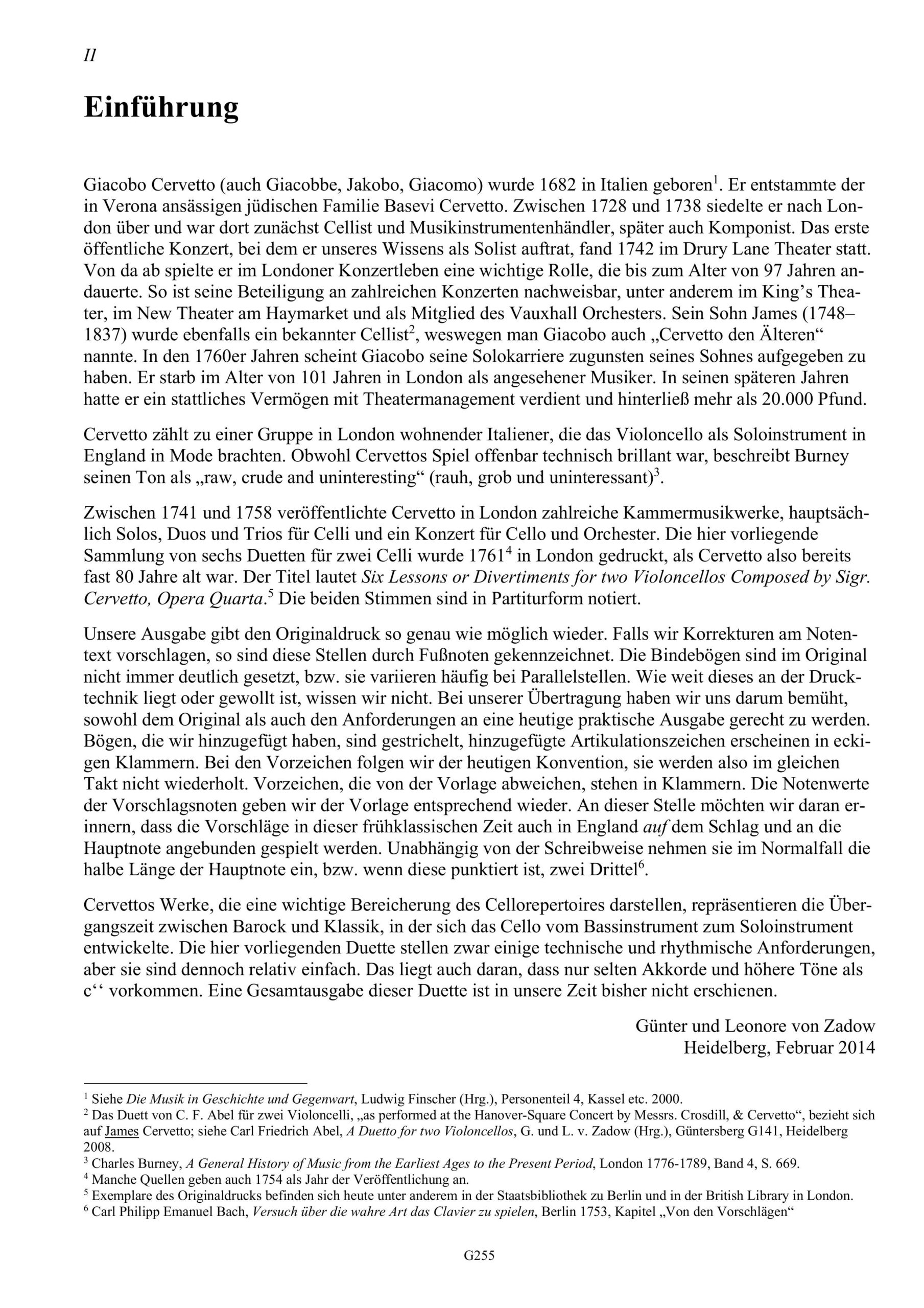 Giacobo Cervetto (1682-1783) Six
Lessons or Divertiments for two Violoncellos - Besprechungen / Reviews – Bild 9