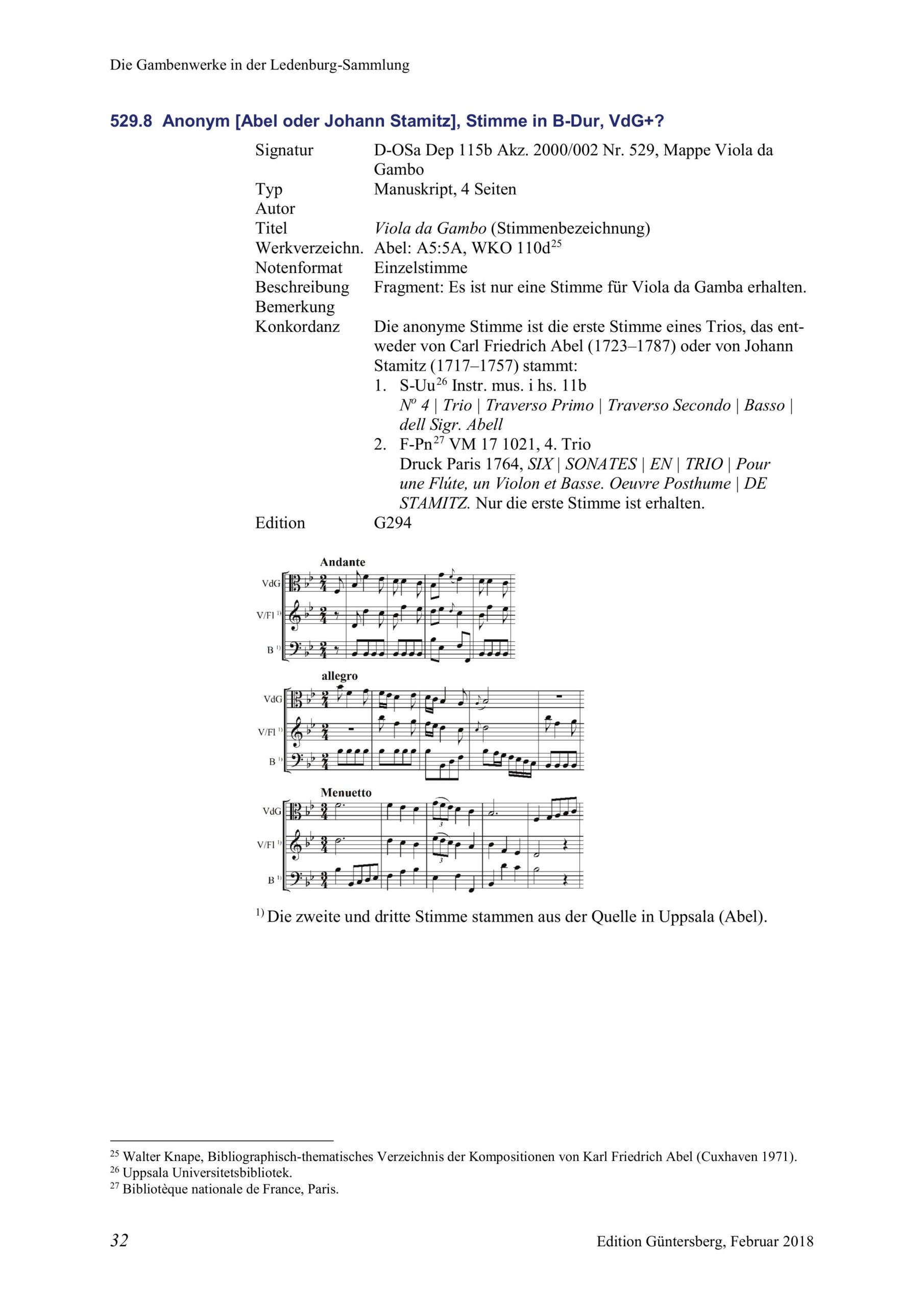 Carl Friedrich Abel (1723-1787) zugeschrieben Zwei Trios für Violino, Viola da Gamba und Violoncello/Basso - Besprechungen / Reviews – Bild 37