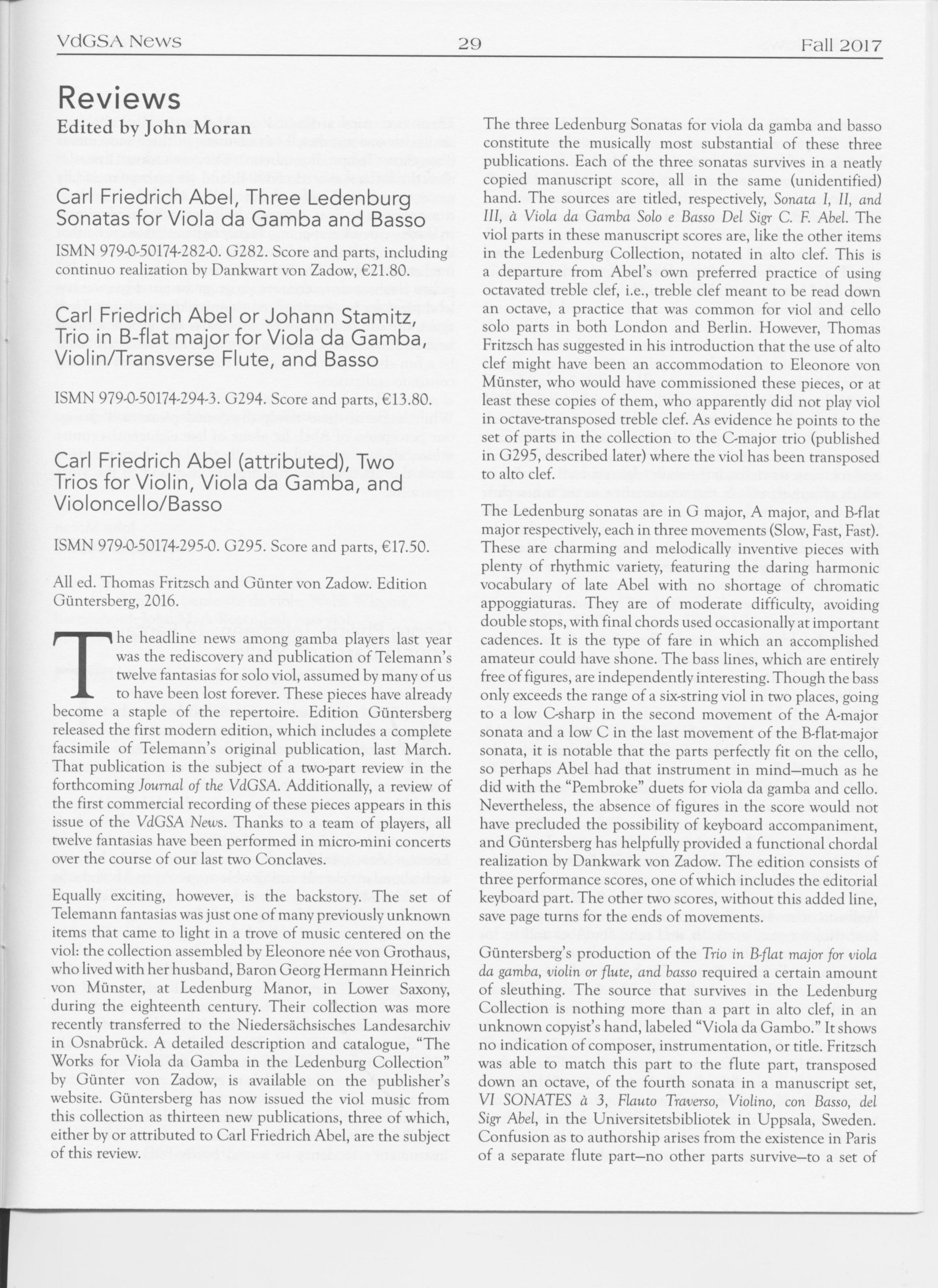 Carl Friedrich Abel (1723-1787) zugeschrieben Zwei Trios für Violino, Viola da Gamba und Violoncello/Basso - Besprechungen / Reviews – Bild 40