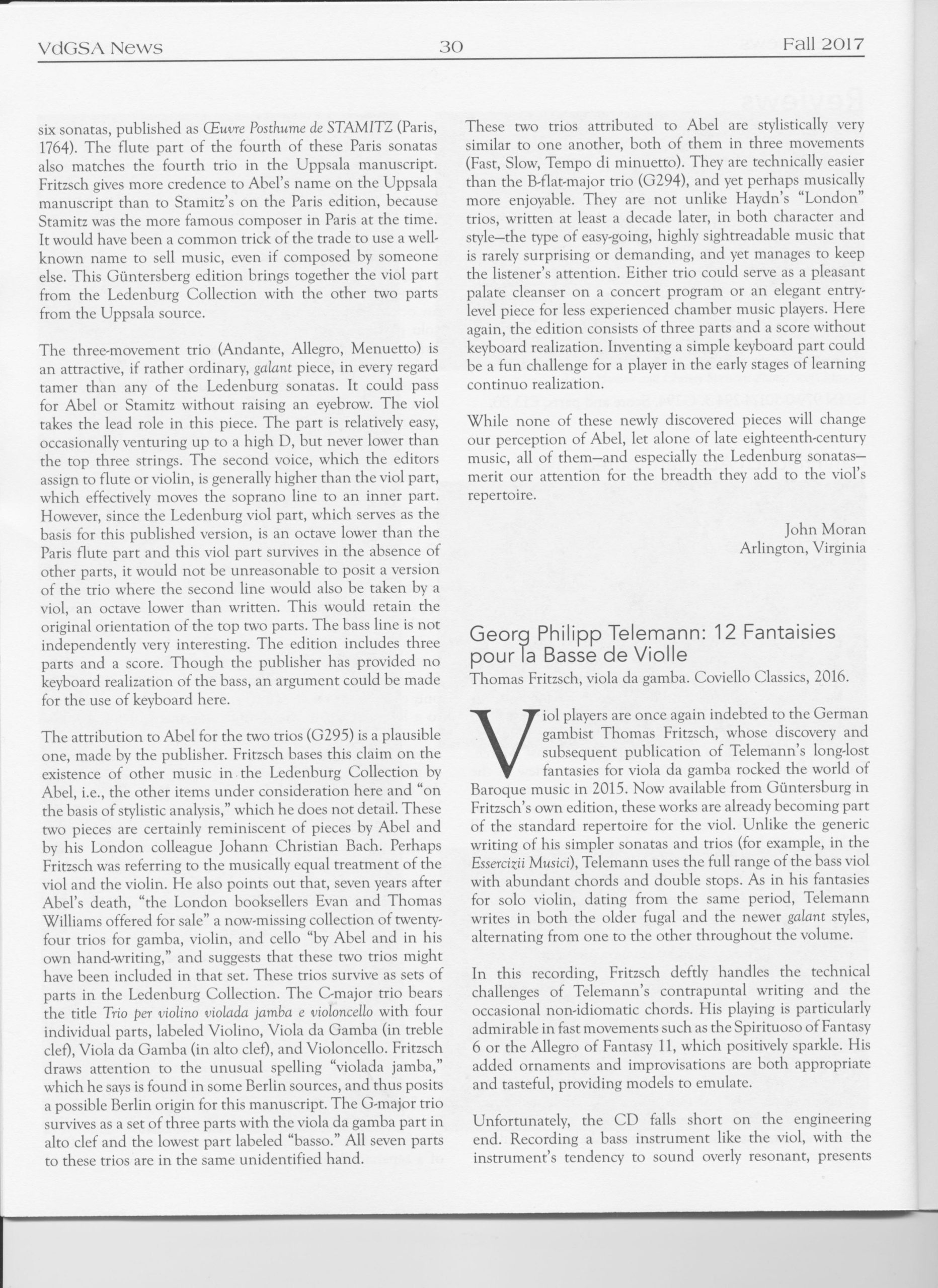 Carl Friedrich Abel (1723-1787) zugeschrieben Zwei Trios für Violino, Viola da Gamba und Violoncello/Basso - Besprechungen / Reviews – Bild 41