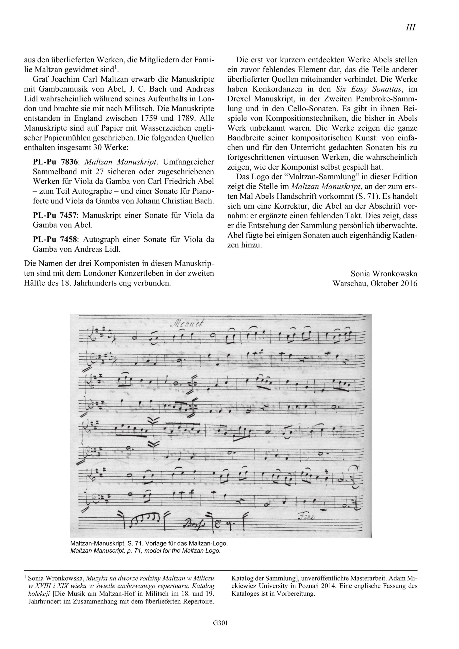 Carl Friedrich Abel (1723-1787) Maltzan-Sammlung - Ein Duett für zwei Violen da Gamba und zweiundzwanzig Sonaten für Viola da Gamba und Basso – Bild 5