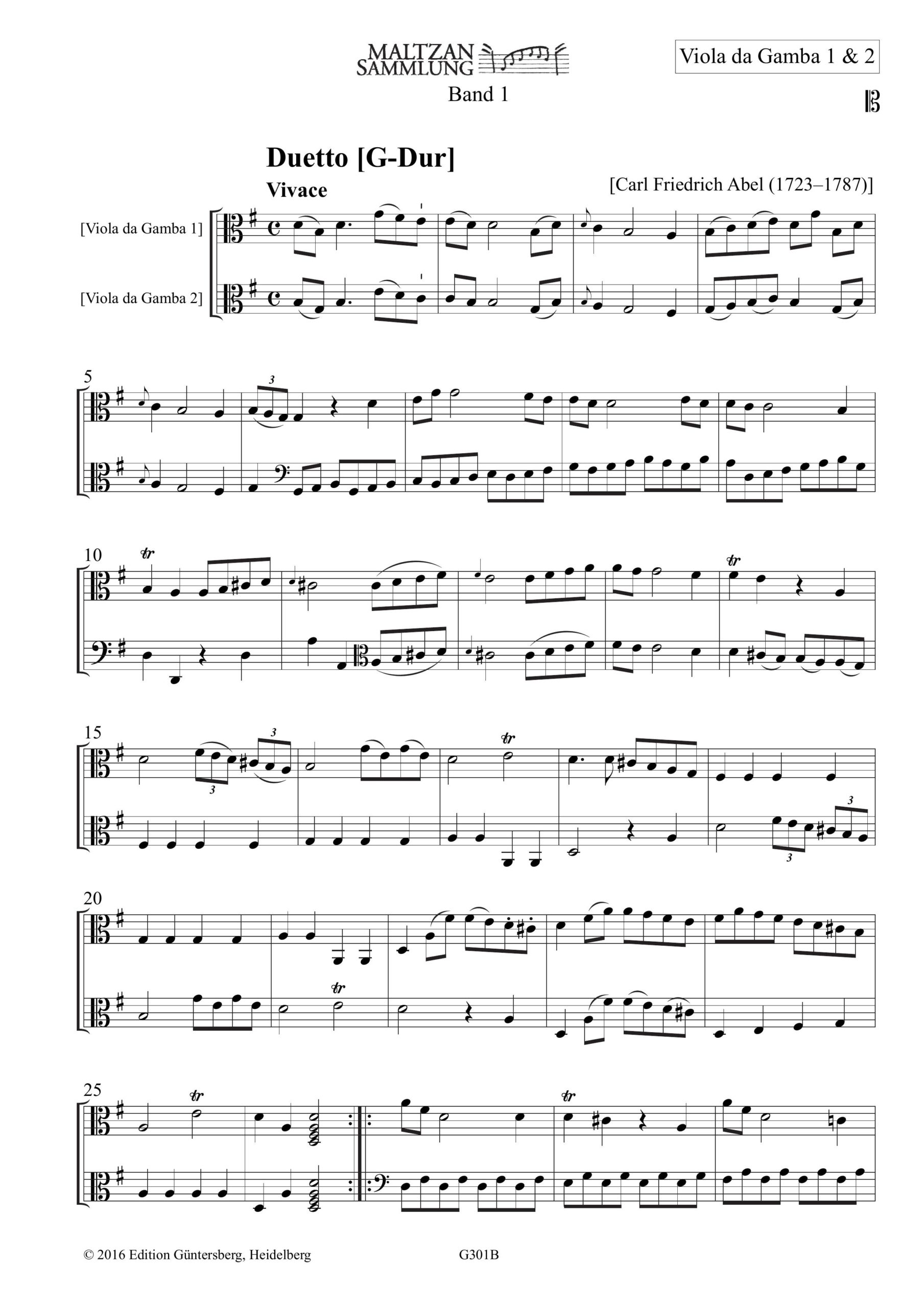 Carl Friedrich Abel (1723-1787) Maltzan-Sammlung - Ein Duett für zwei Violen da Gamba und zweiundzwanzig Sonaten für Viola da Gamba und Basso – Bild 24