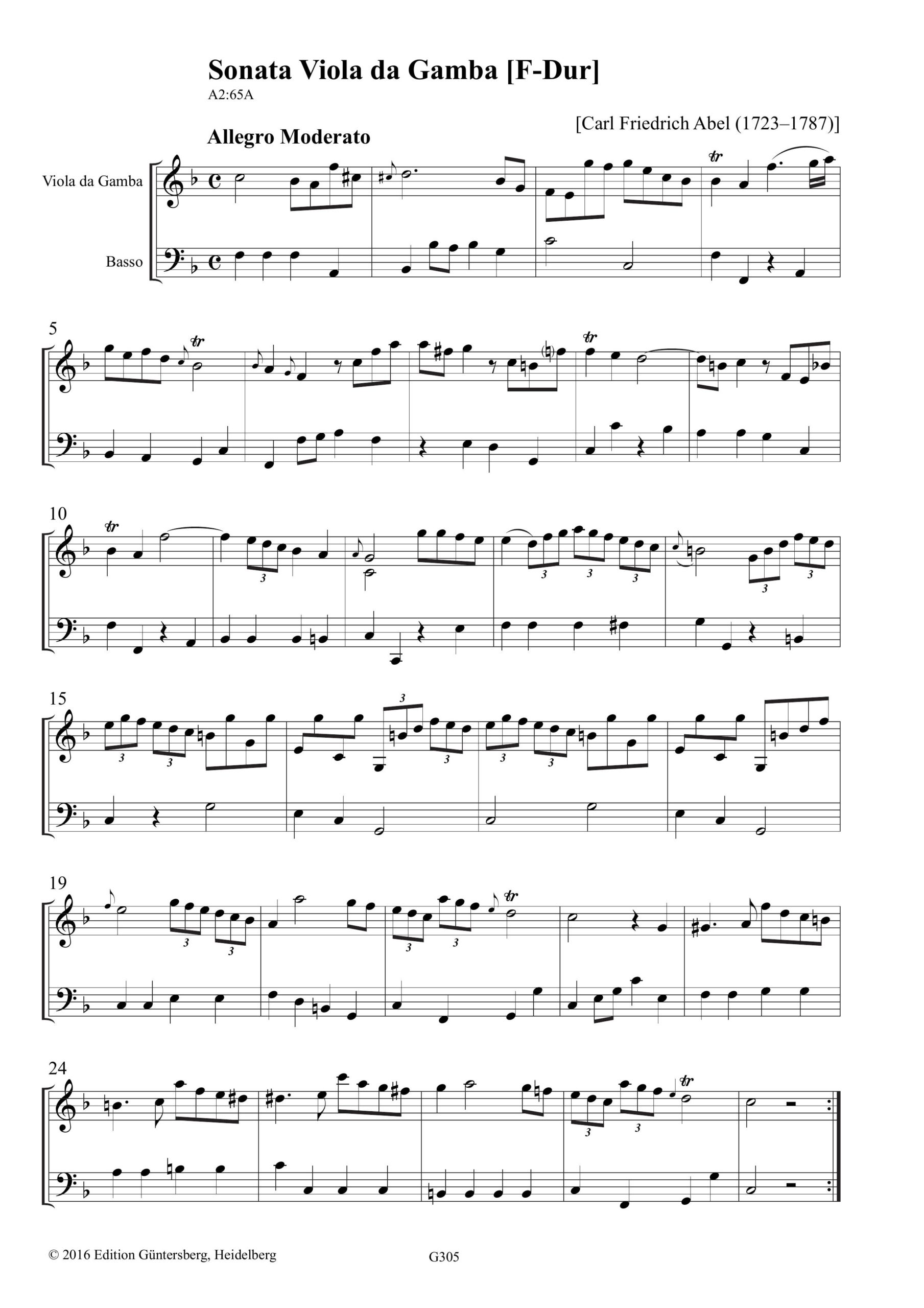 Carl Friedrich Abel (1723-1787) Maltzan-Sammlung - Ein Duett für zwei Violen da Gamba und zweiundzwanzig Sonaten für Viola da Gamba und Basso – Bild 25
