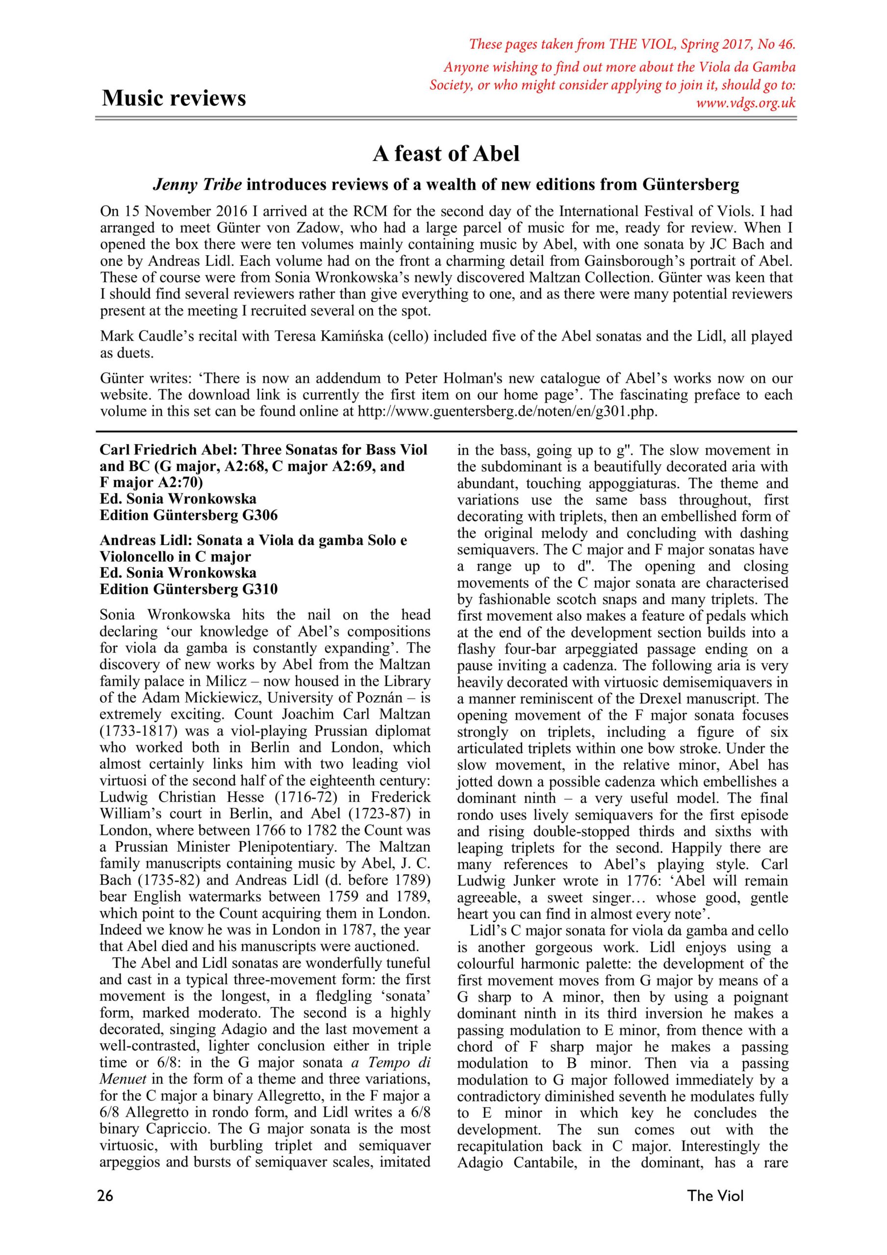 Carl Friedrich Abel (1723-1787) Maltzan-Sammlung - Ein Duett für zwei Violen da Gamba und zweiundzwanzig Sonaten für Viola da Gamba und Basso – Bild 9