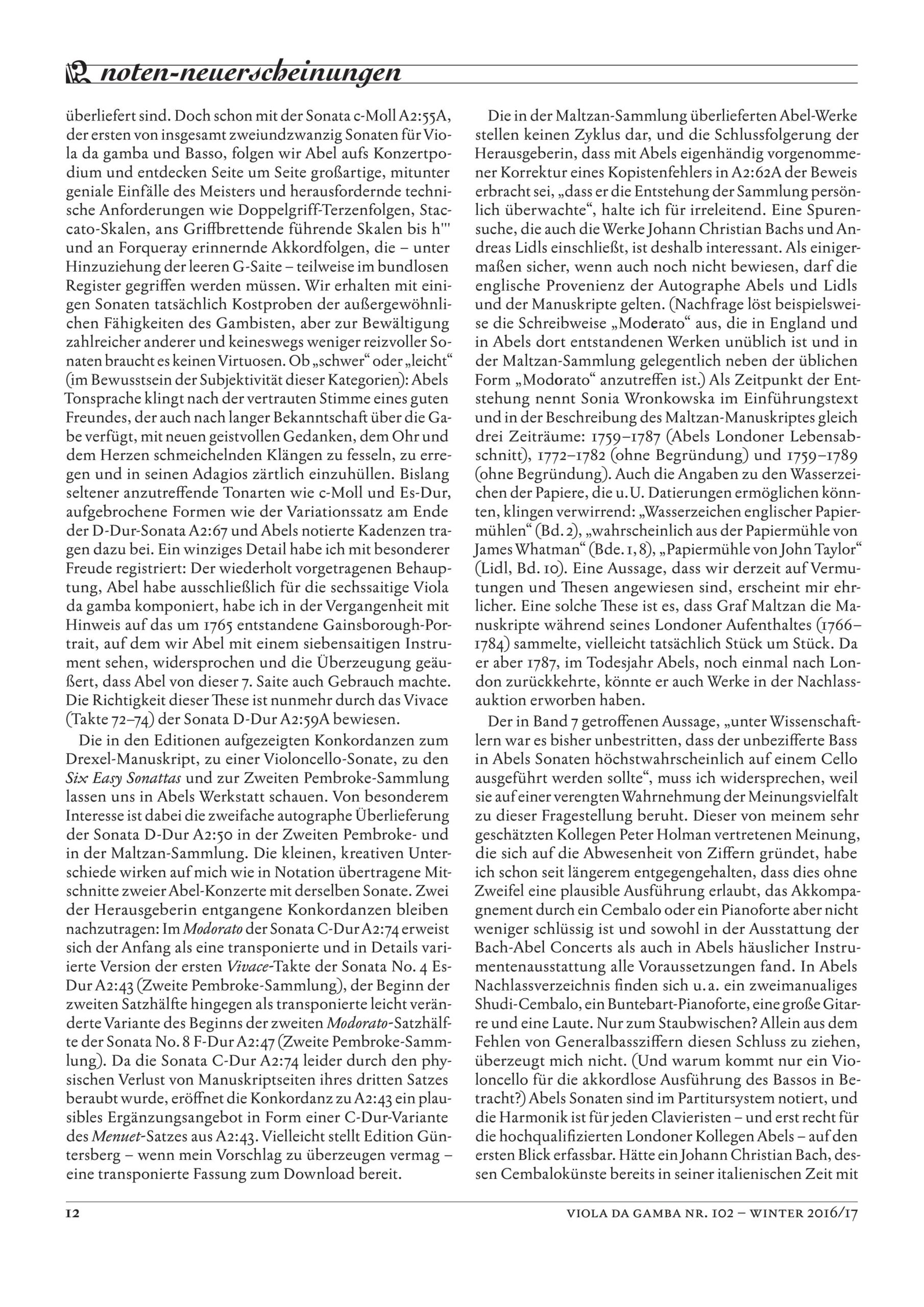 Carl Friedrich Abel (1723-1787) Maltzan-Sammlung - Ein Duett für zwei Violen da Gamba und zweiundzwanzig Sonaten für Viola da Gamba und Basso – Bild 8