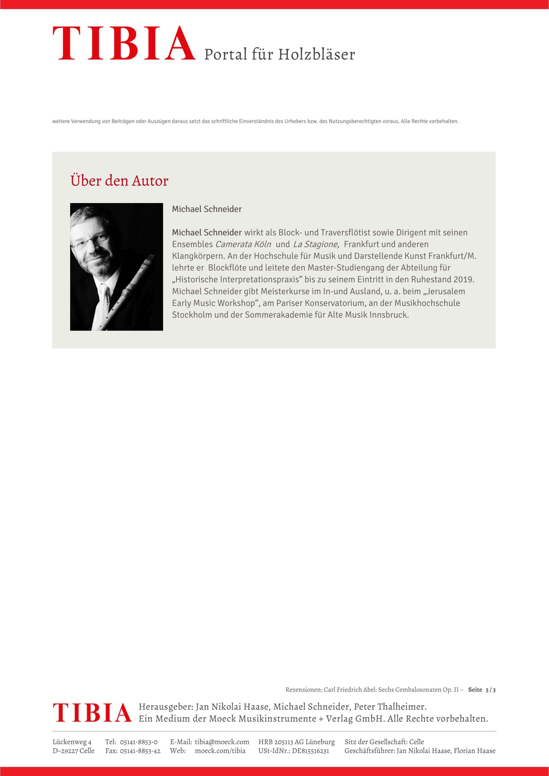 Carl Friedrich Abel (1723–1787) Sechs Cembalosonaten Op. II - mit Begleitung einer Violine/Traversflöte und eines Violoncellos – Bild 5