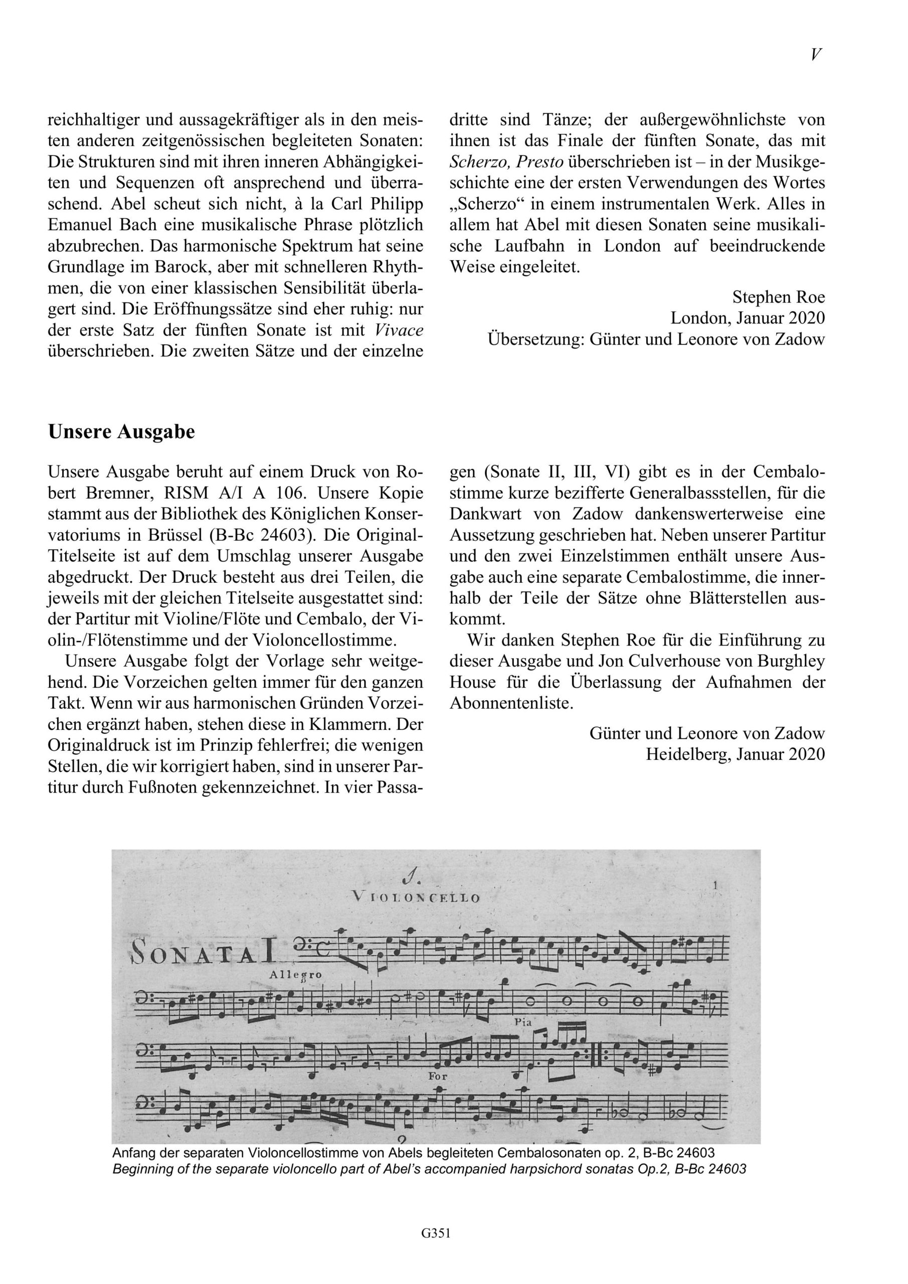 Carl Friedrich Abel (1723–1787) Sechs Cembalosonaten Op. II - mit Begleitung einer Violine/Traversflöte und eines Violoncellos – Bild 8