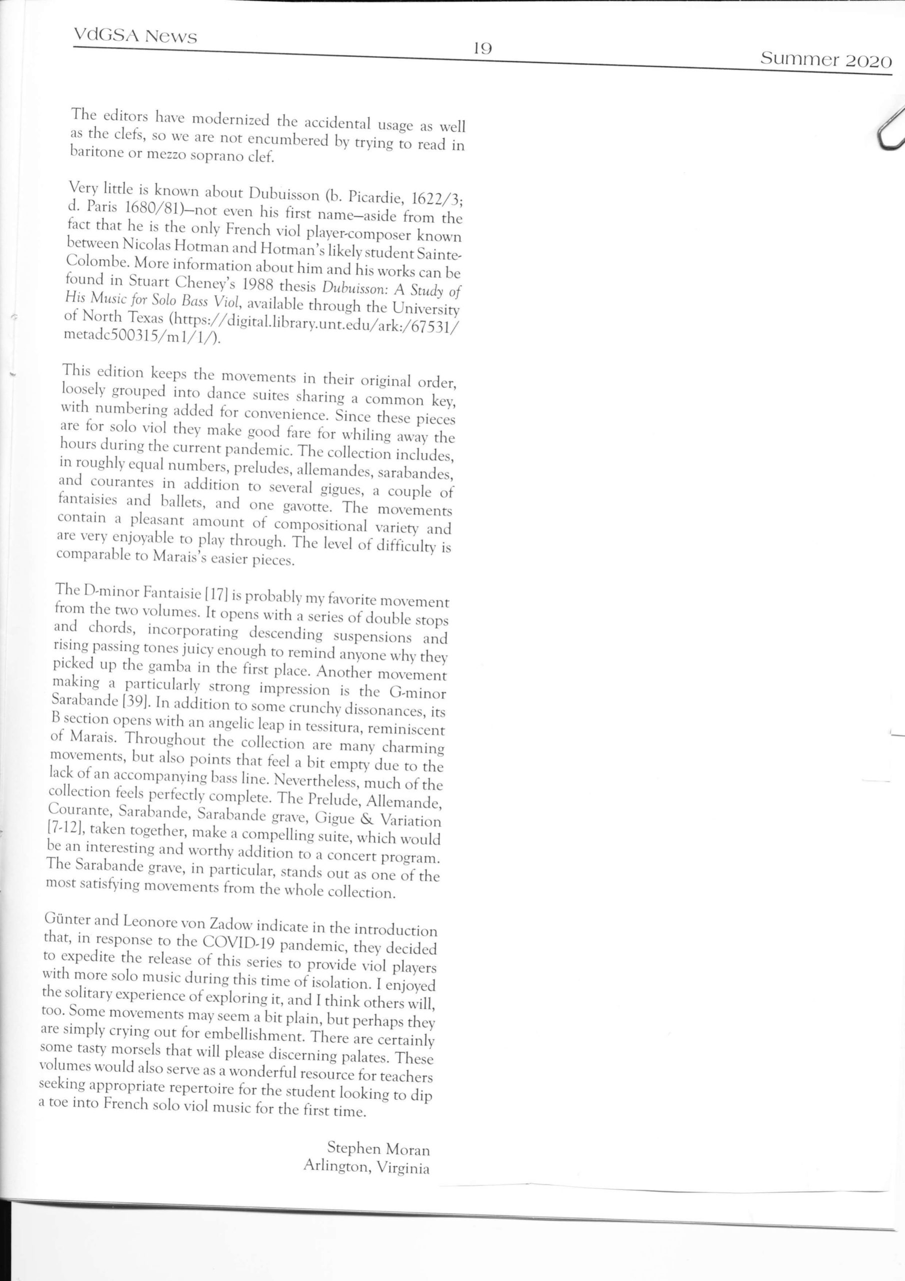Dubuisson, Nicolas Hotman, William Young (ca. 1655) Das Krakauer Manuskript für Viola da Gamba solo - Besprechungen / Reviews – Bild 20