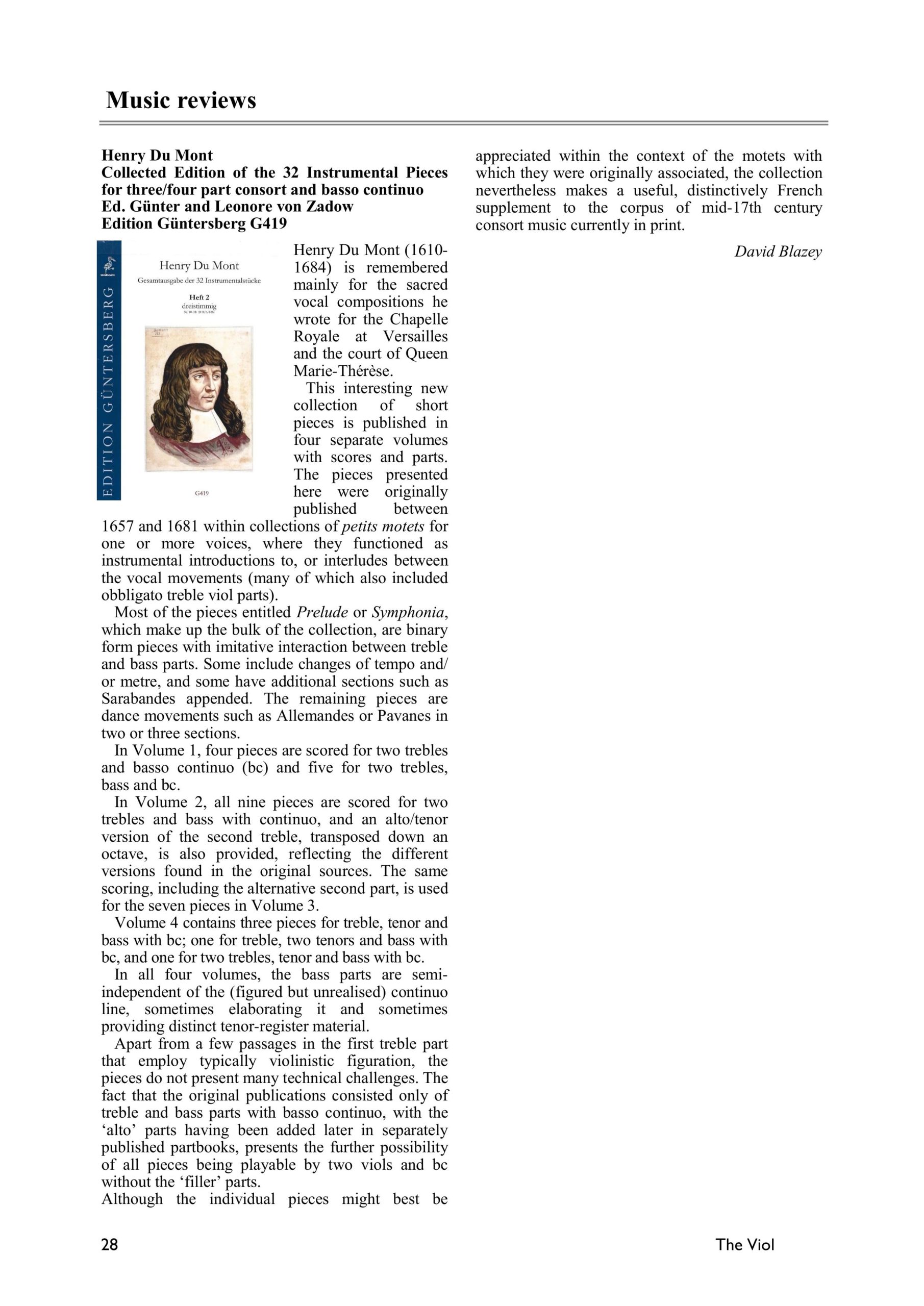 Henry Du Mont (1610–1681) Gesamtausgabe der 32 Instrumentalstücke - für drei- oder vierstimmiges Consort und Basso continuo – Bild 4