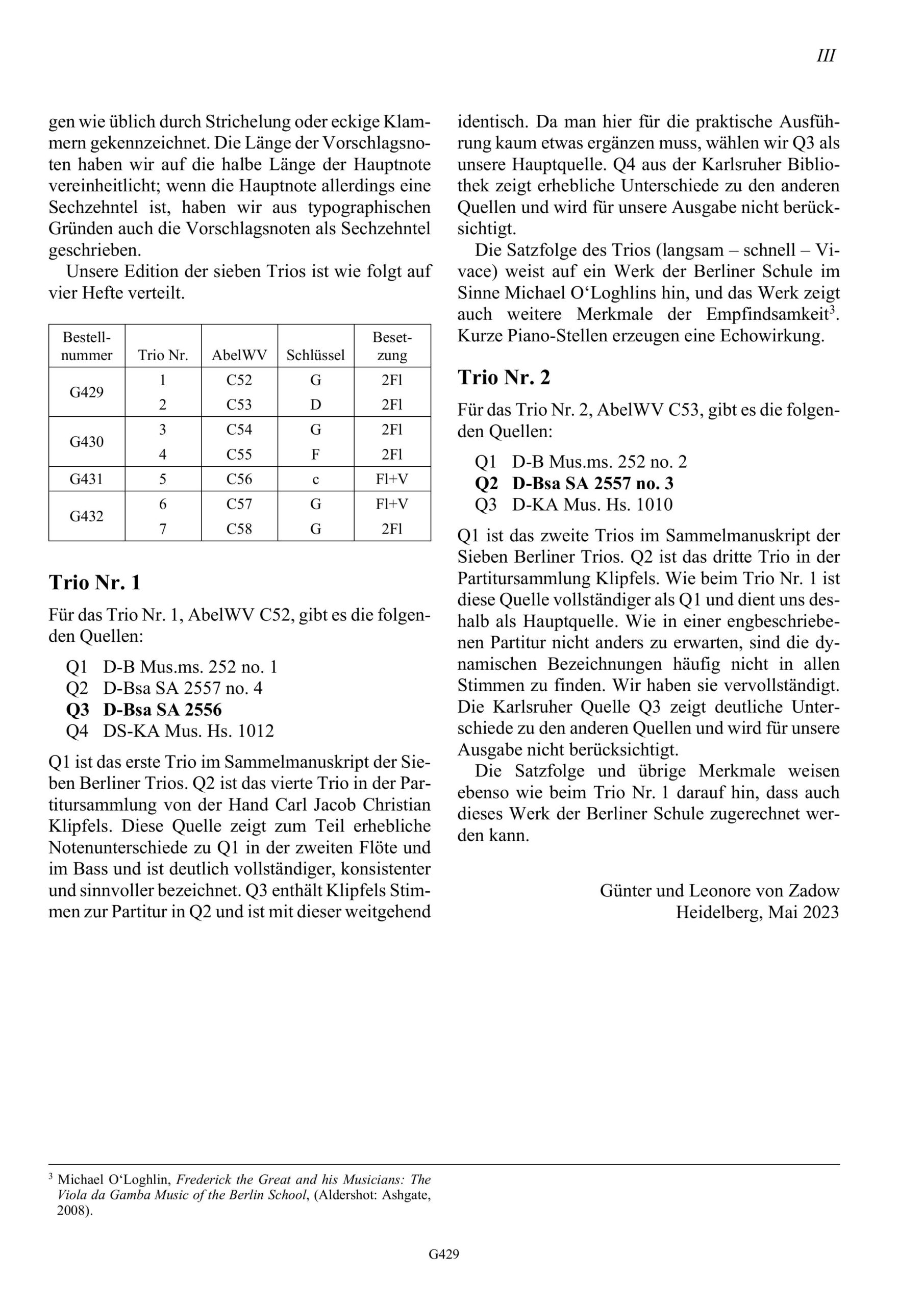 Carl Friedrich Abel (1723–1787) Sieben Berliner Trios - für Traversflöte und zweite Traversflöte oder Violine und Basso – Bild 9