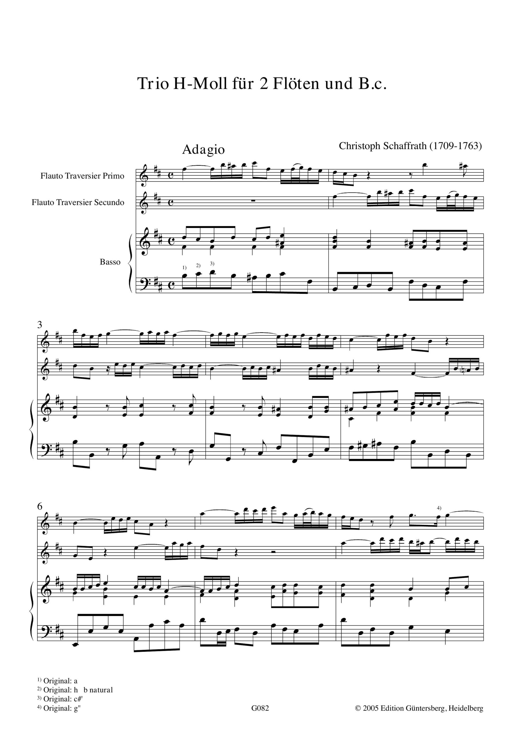 Christoph Schaffrath (1709-1763) Trio
H-Moll - für 2 Traversflöten (Violinen) und Basso continuo – Bild 4