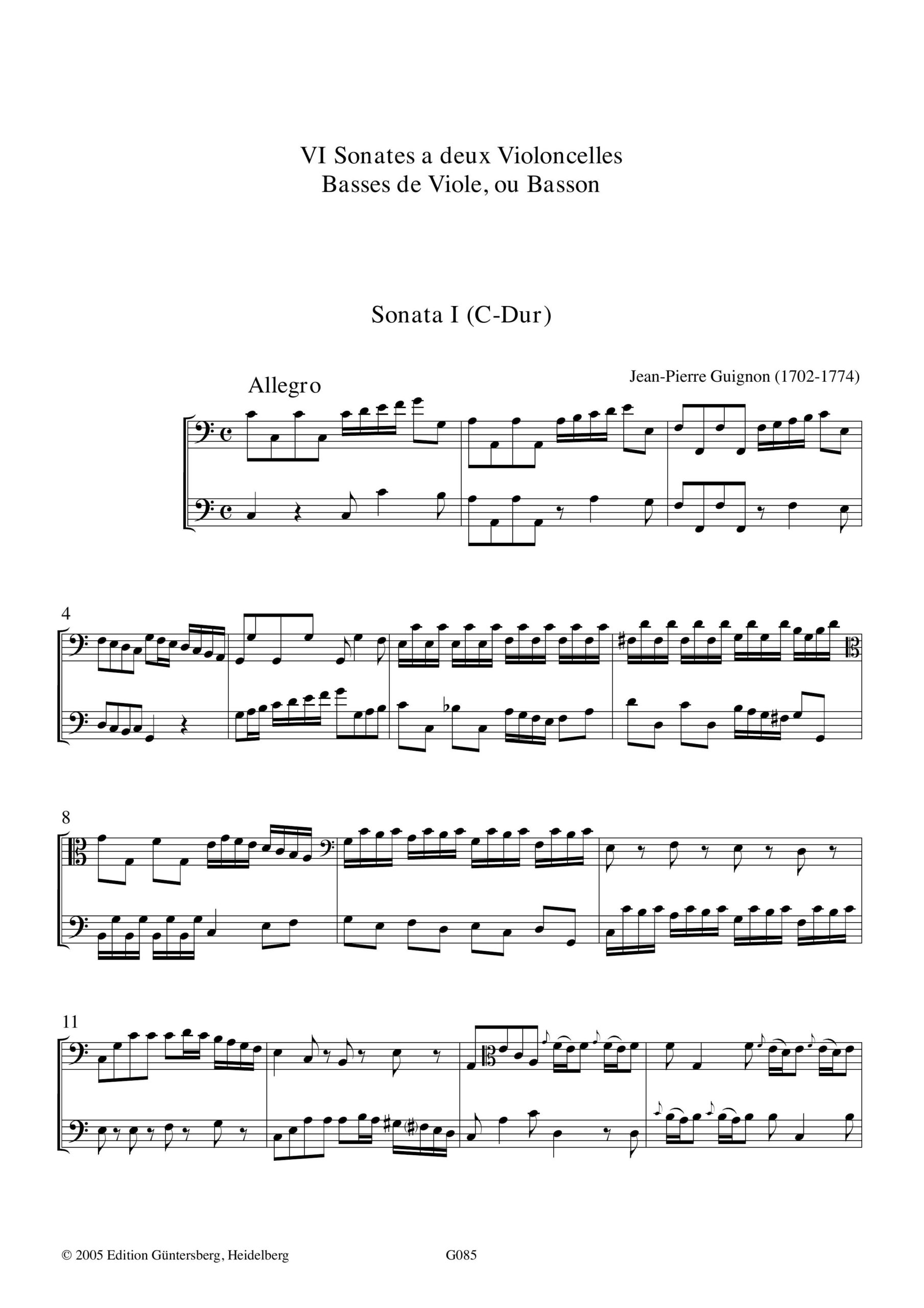 Jean-Pierre Guignon (1702-1774) Sechs
Sonaten op. 2 - für zwei Violen da Gamba – Bild 3